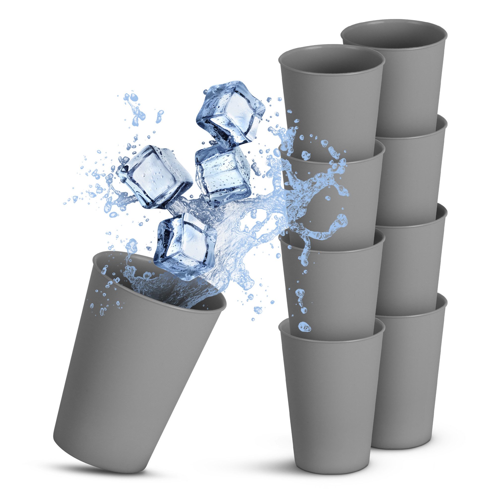 ProHome Mehrwegbecher Trinkbecher BPA Frei 0,2 - 0,4 Liter, Kunststoff, (8-tlg., Plastik Becher), Kunststoffbecher Bruchfester PP - Partybecher Mehrweg, Camping