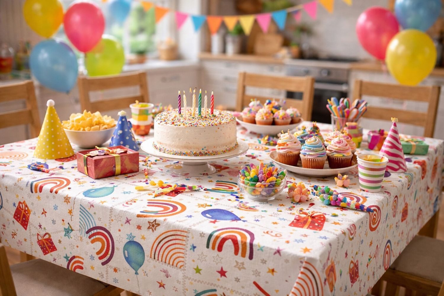 texpot Tischdecke Wachstuch Party Luftballons abwischbar (1-tlg)