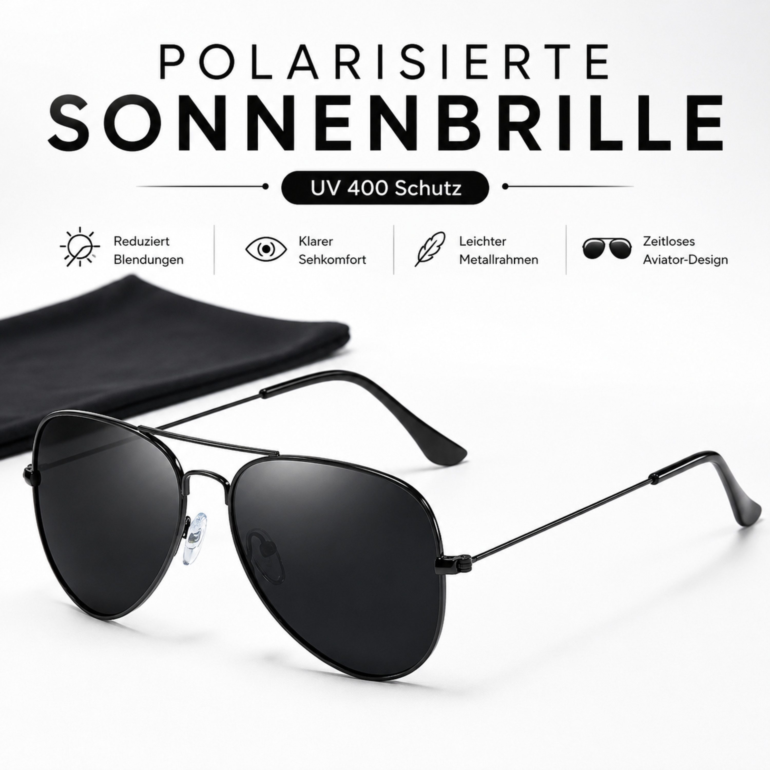 StellarLuma Pilotenbrille Sonnenbrille Herrenbrille Damenbrille Pilotenbrille UV400 polarisiert (Aviator Brille) Polarisiert Pilotenbrille, UV400-Schutz und lei – Bild 3 von 5