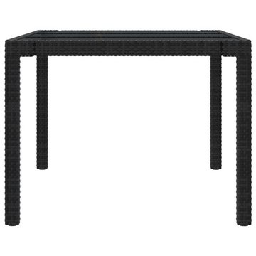 furnicato Gartentisch Schwarz 190x90x75 cm Gehärtetes Glas Poly Rattan