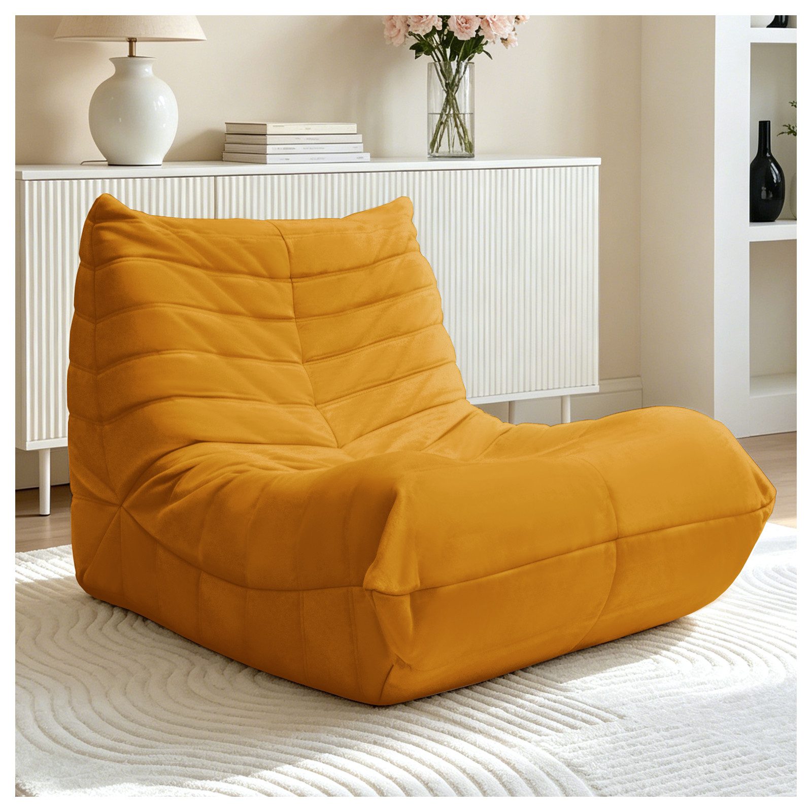 Odikalo Loungesofa Relaxsessel Freizeitstuhl Chaiselongue Einzelsofa mit Schlaffunktion, Kuscheliger Floor Sofa Sessel, Komfortables Lazy Sofa mit hochwertigem Schwammfüllung, Ideal zum Lesen & Entspannen