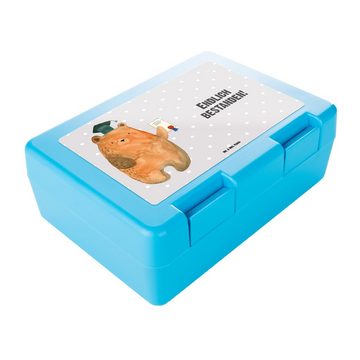 Mr. & Mrs. Panda Butterdose Bär Prüfung - Grau Pastell - Geschenk, Lunch box, Butterbrotdose, Abs, Premium Kunststoff, (1-tlg), Luftlöcher