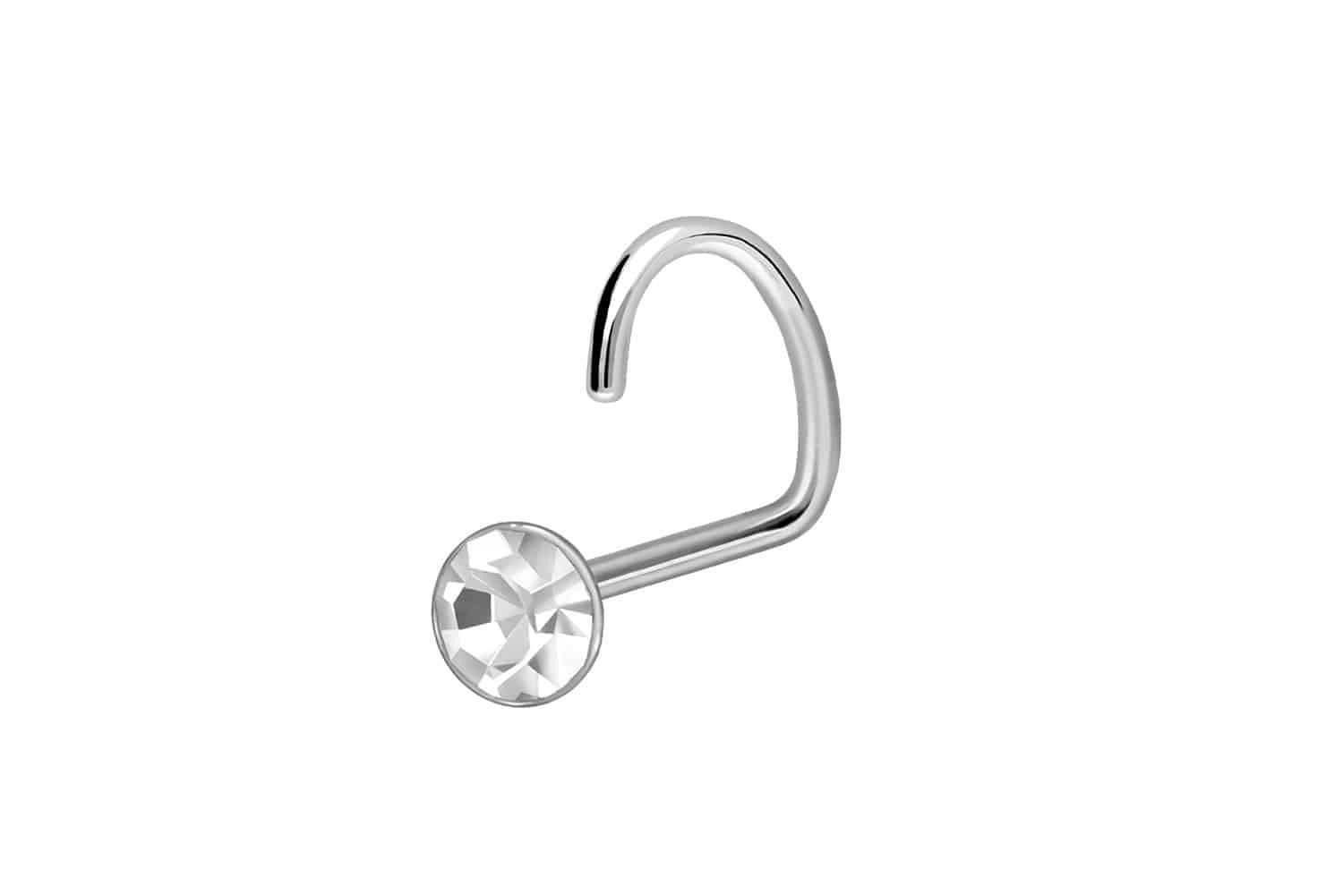 PIERCINGLINE Nasenpiercing 925er Silber Nasenstecker Spirale KRISTALL (Nasenstecker, 1-tlg)