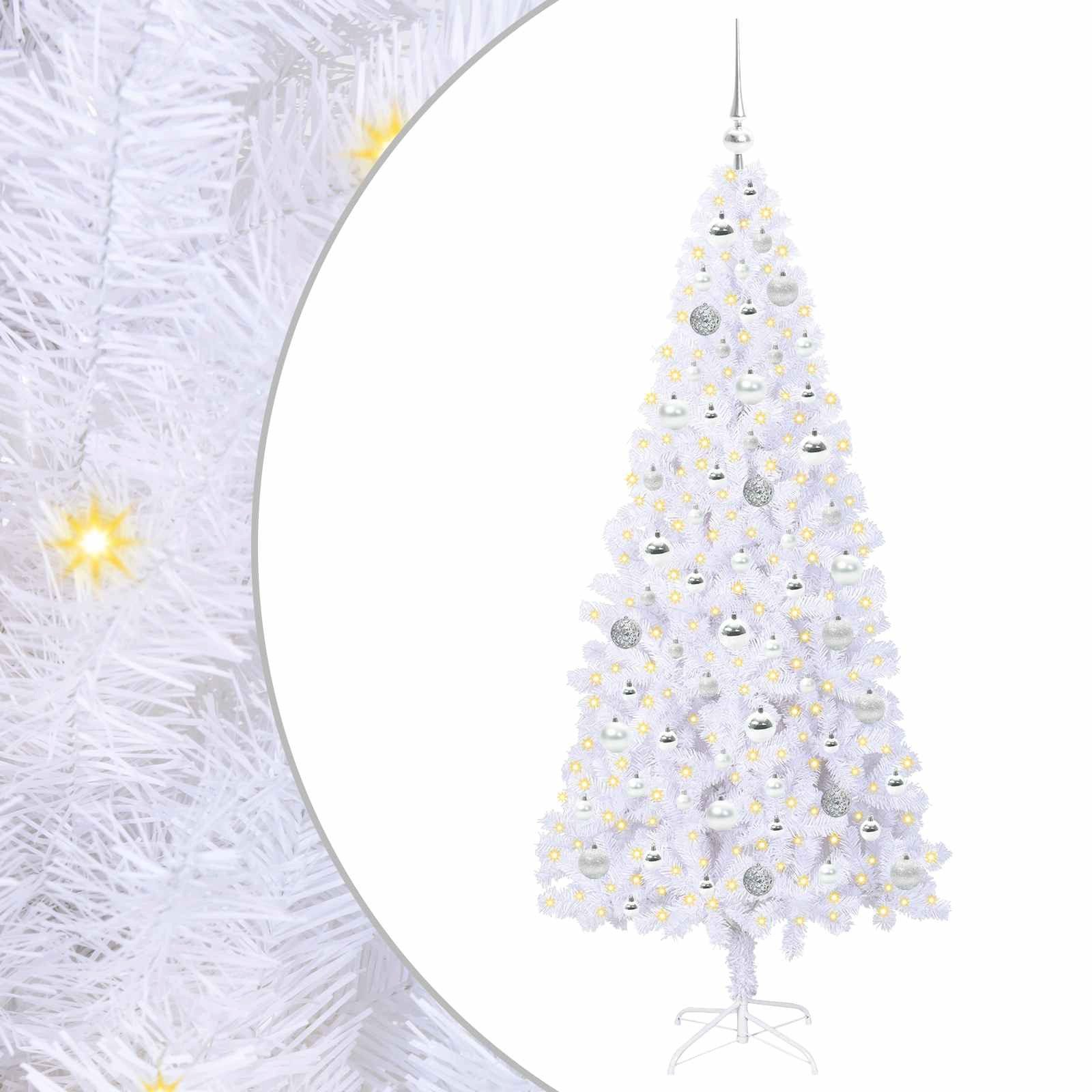 vidaXL Künstlicher Weihnachtsbaum Künstlicher Weihnachtsbaum Weiß 180 cm PVC und Stahl
