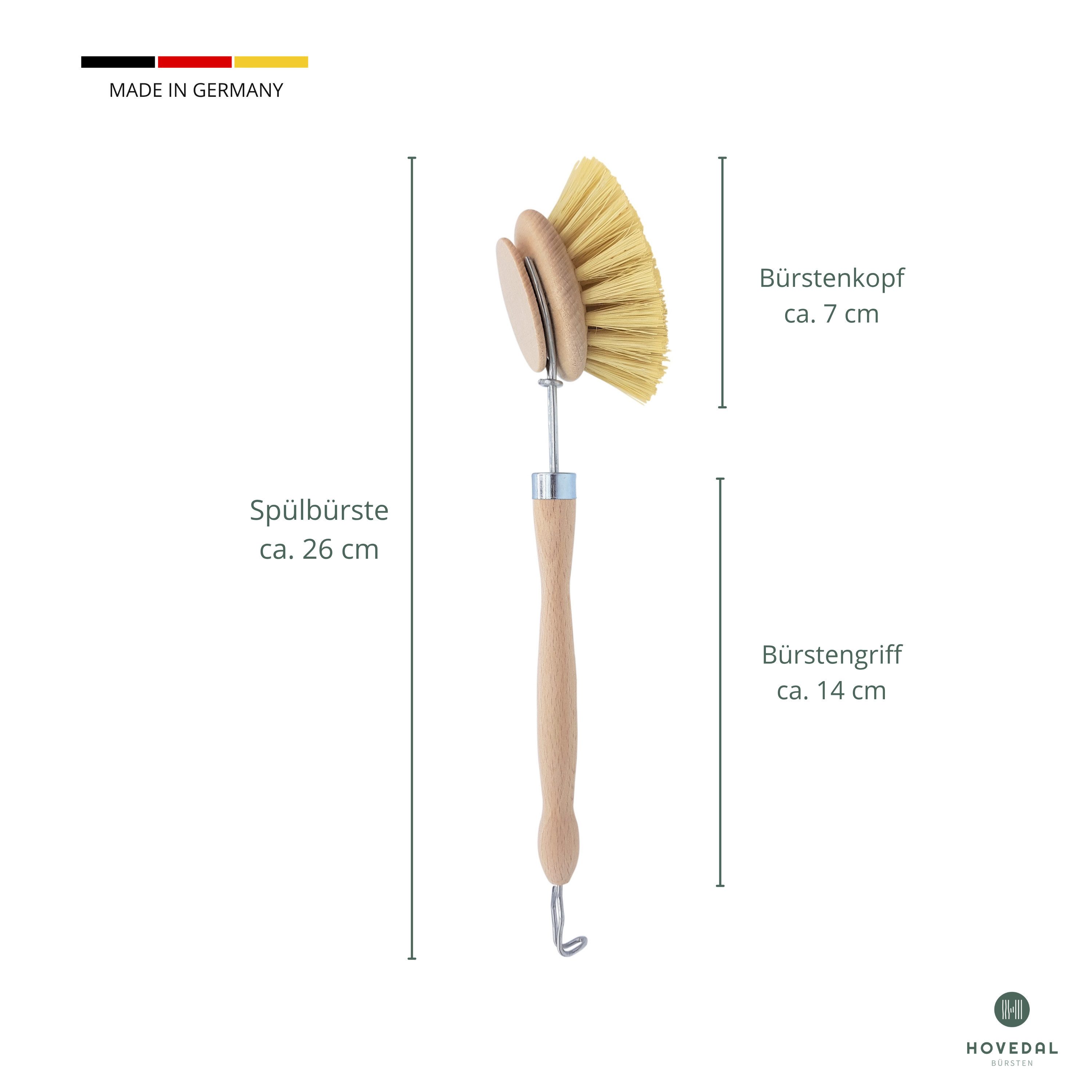 Hovedal Reinigungsbürste Spülbürste Holz, Spülbürsten aus Holz mit Naturborsten aus Fibre, Holzspülbürste mit Wechselkopf, Ersatzkopf Natur, Bürsten für Küche – Bild 4 von 5