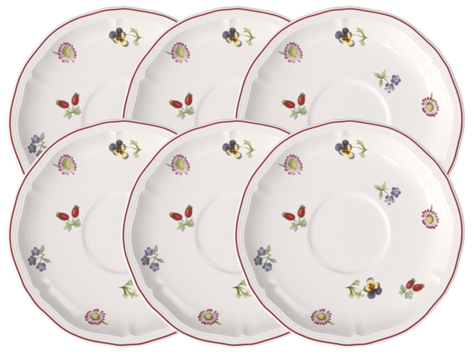 Villeroy & Boch Untertasse Petite Fleur Frühstücksuntertasse 17cm Set6
