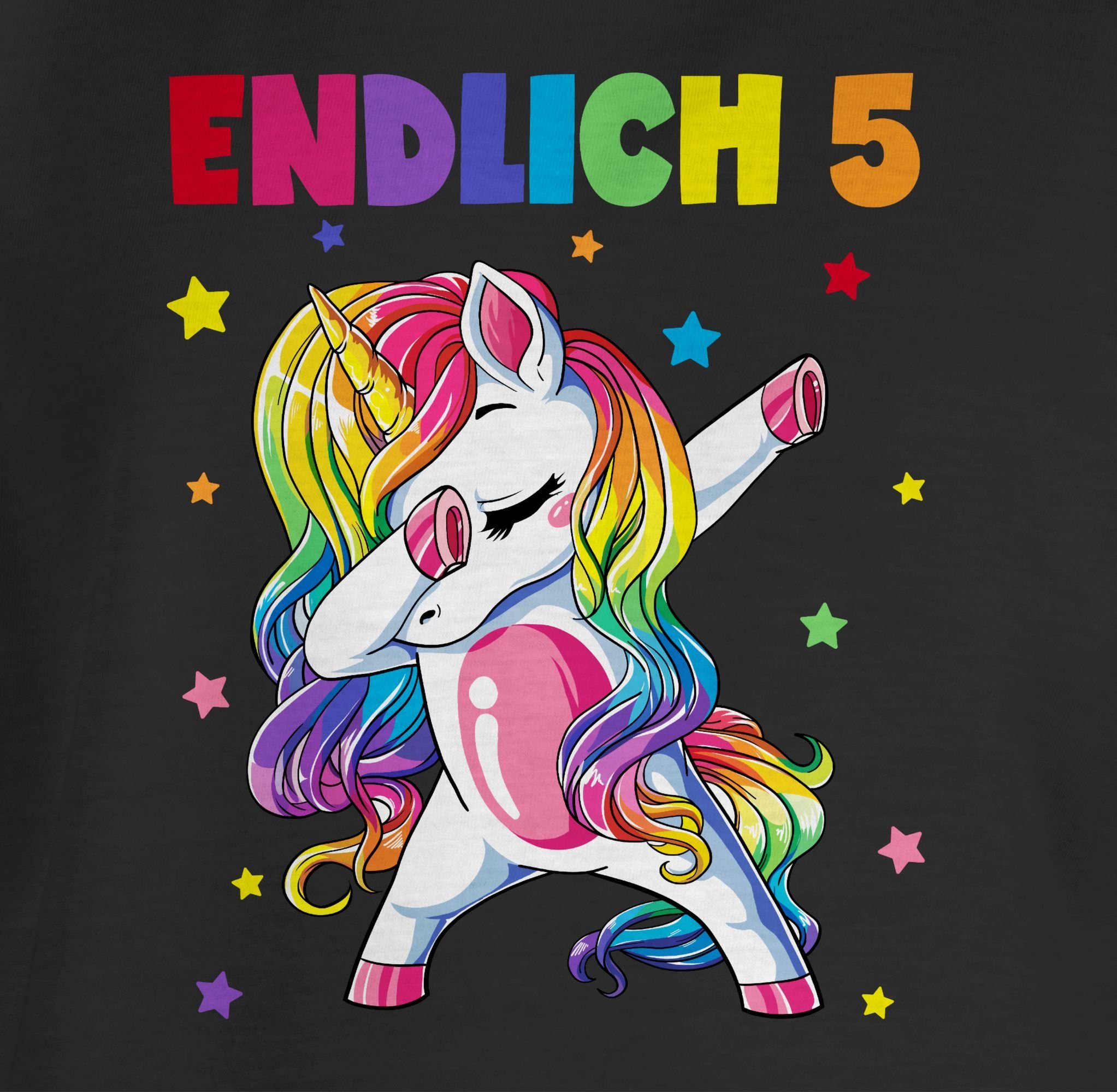Shirtracer T-Shirt Endlich 5 Jahre - Fünf Jahre Dabbing Einhorn 5. Geburtstag