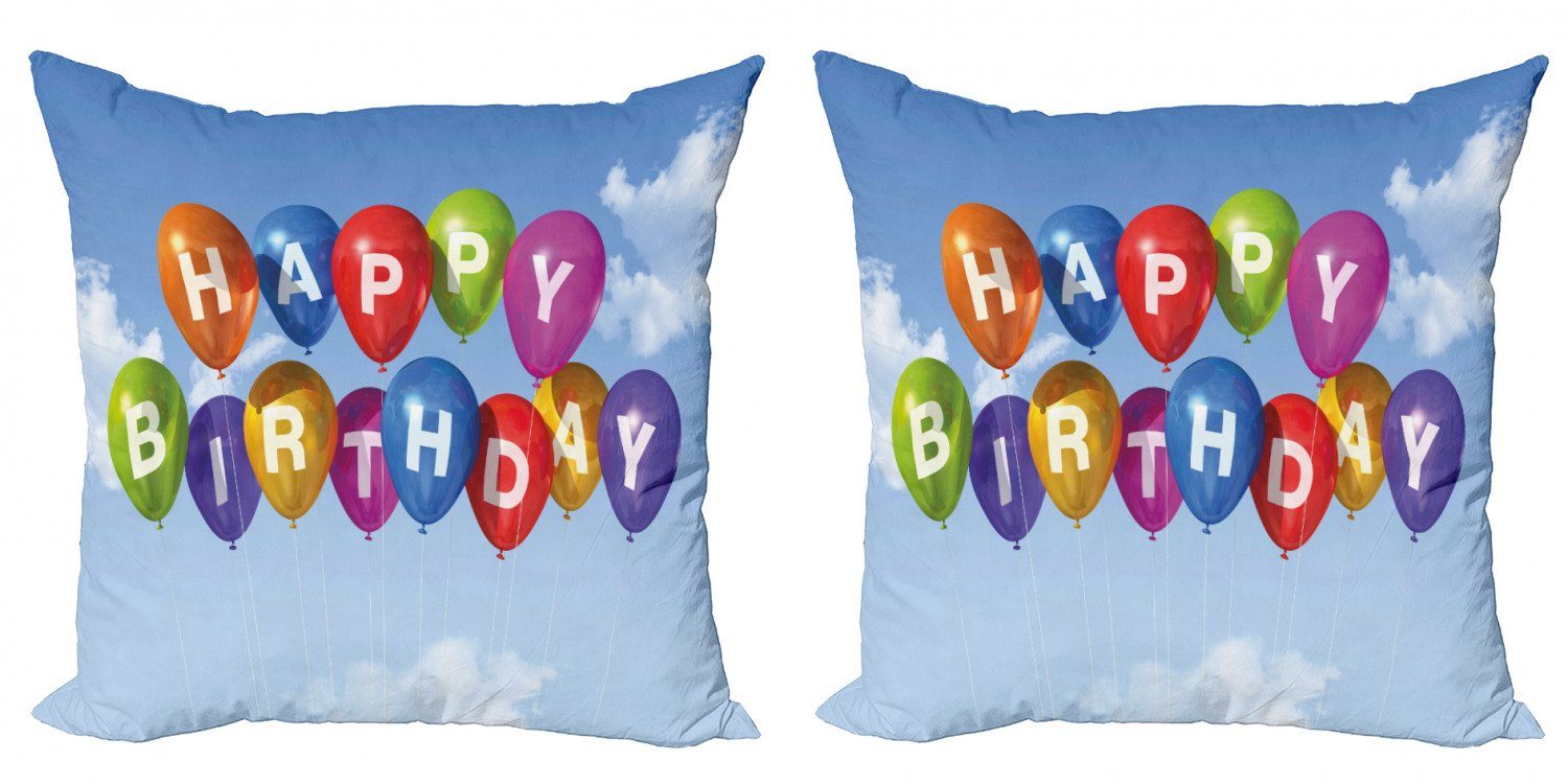 Kissenbezüge Modern Accent Doppelseitiger Digitaldruck, Abakuhaus (2 Stück), Geburtstag Luftballons Letters Sky