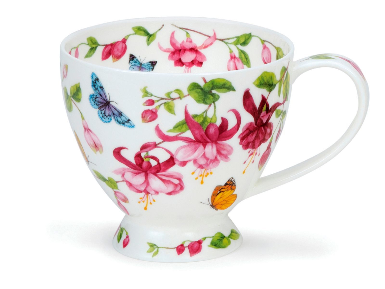 Dunoon Tasse Becher Skye Papillon 450 ml Bone China Kaffeetasse 11,5cm Teetasse, Porzellan, Spülmaschinengeeignet