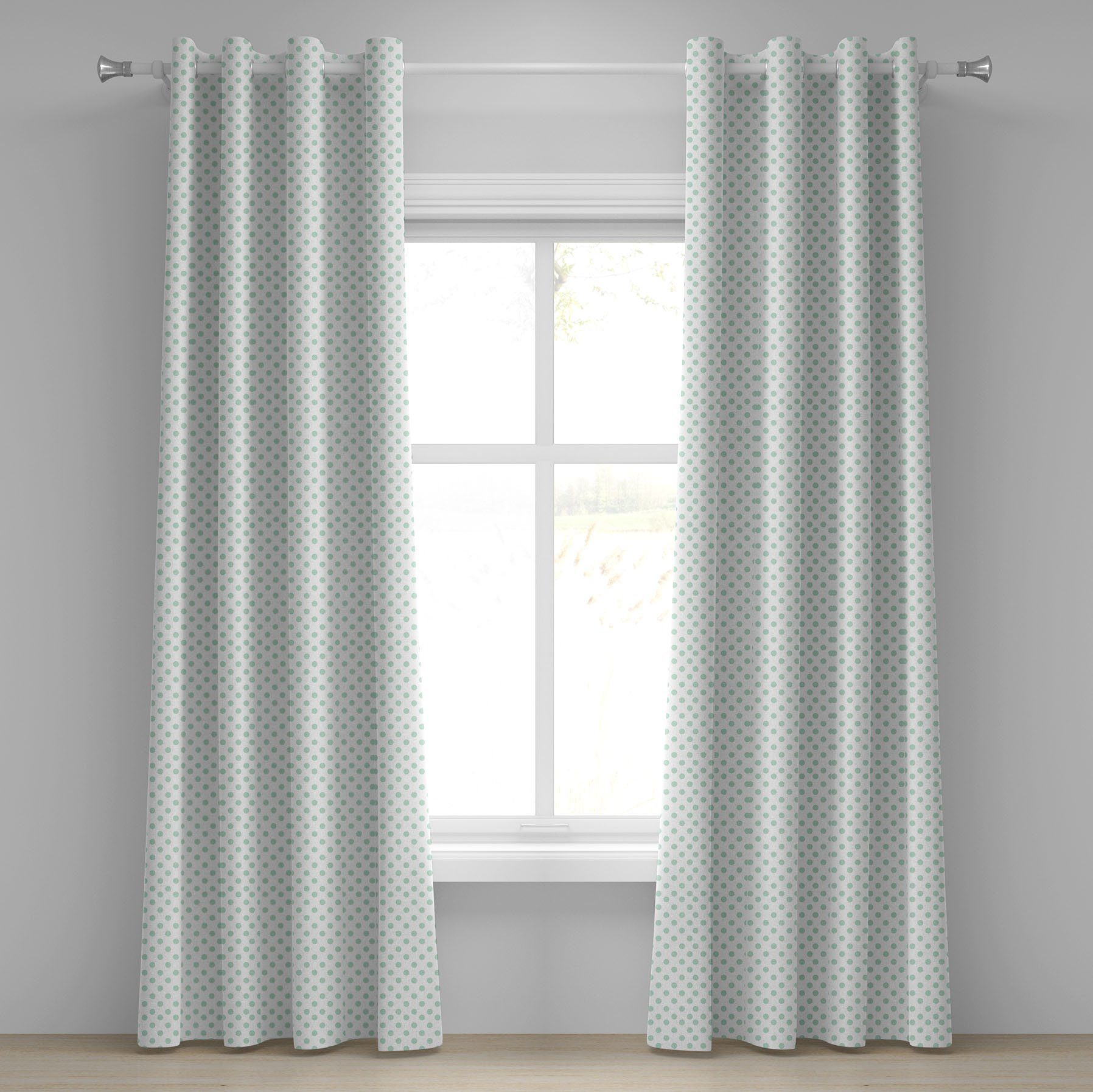 Gardine Dekorative 2-Panel-Fenstervorhänge für Schlafzimmer Wohnzimmer, Abakuhaus, Grün Pastelltupfen-Baby