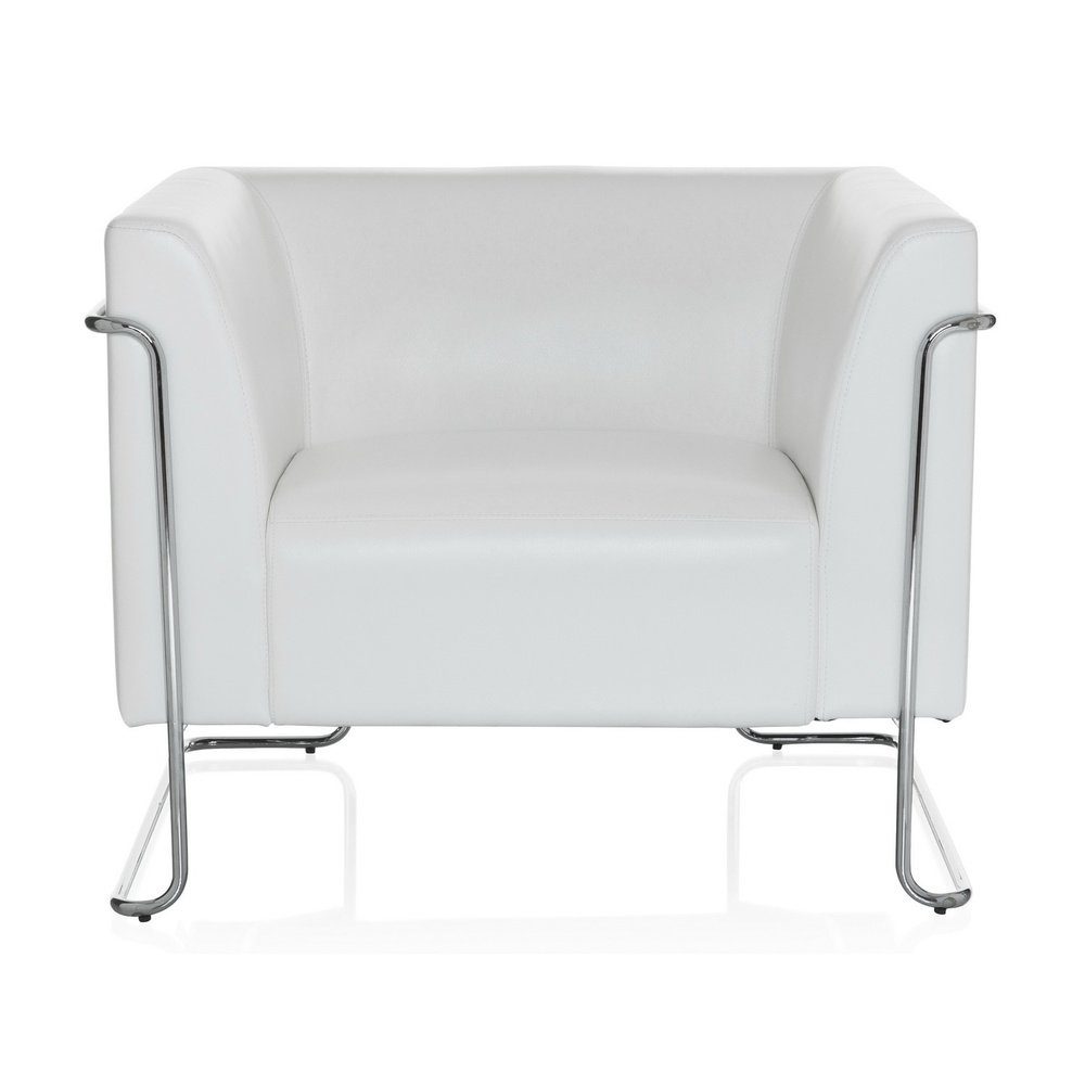 hjh OFFICE Loungesessel Kunstleder Weiß CURACAO Polstersessel Armlehnen, mit Weiß Sessel 