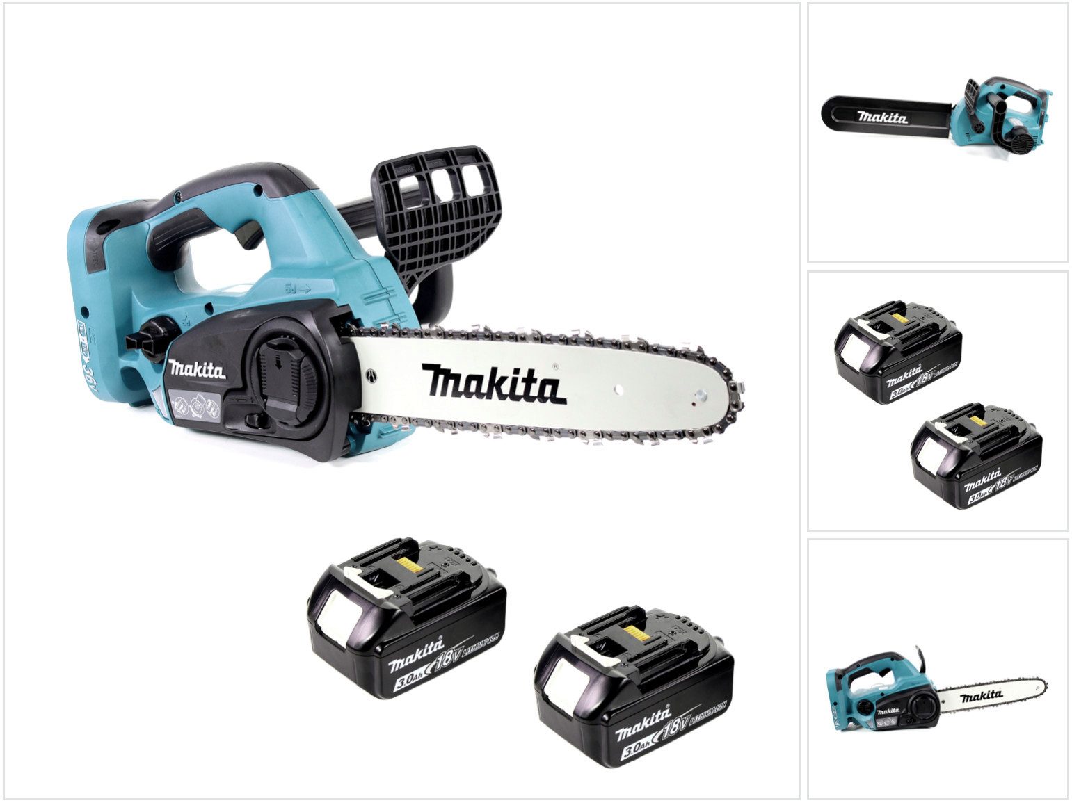 Makita DUC 302 F2 Akku Kettensäge 36V 30 cm + 2x Akkus 3,0Ah - ohne Ladegerä Akkupacks