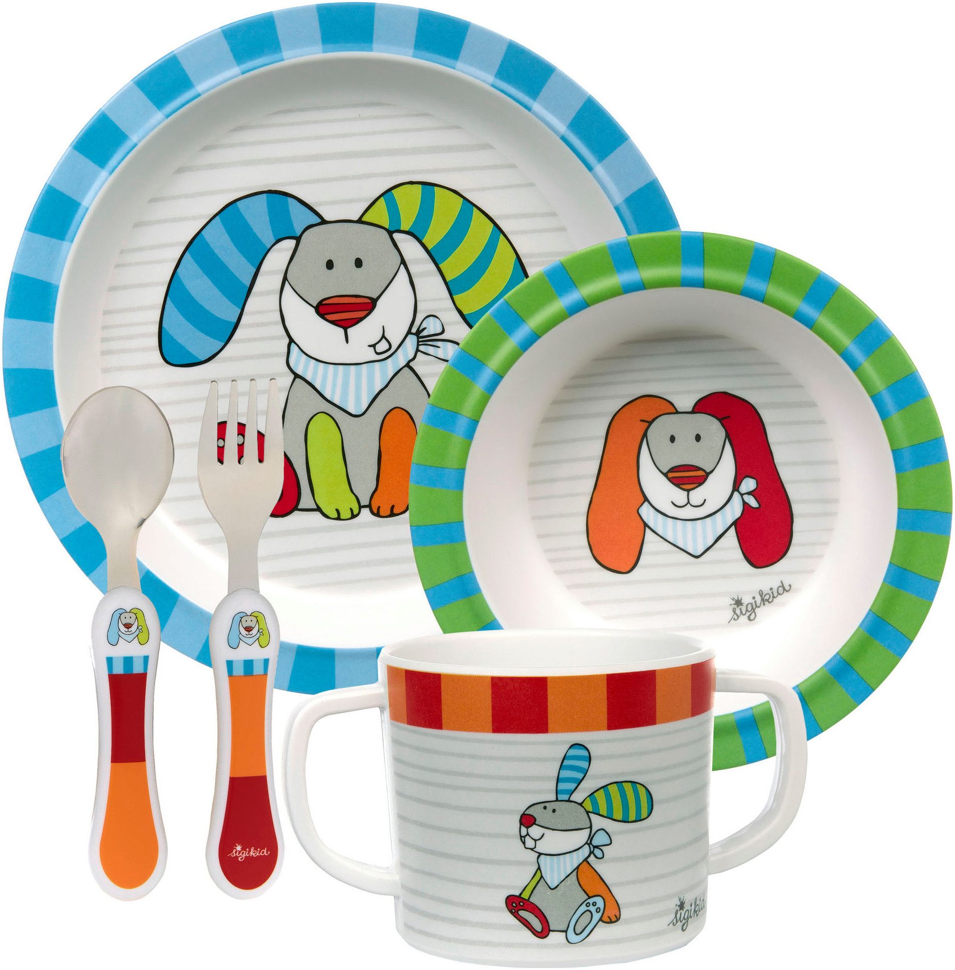 Piatto Bambini Sigikid Ringel Dingel – Coniglietto Blu – Diametro 21,5 Cm – In RPET Antiscivolo – Lavabile In Lavastoviglie