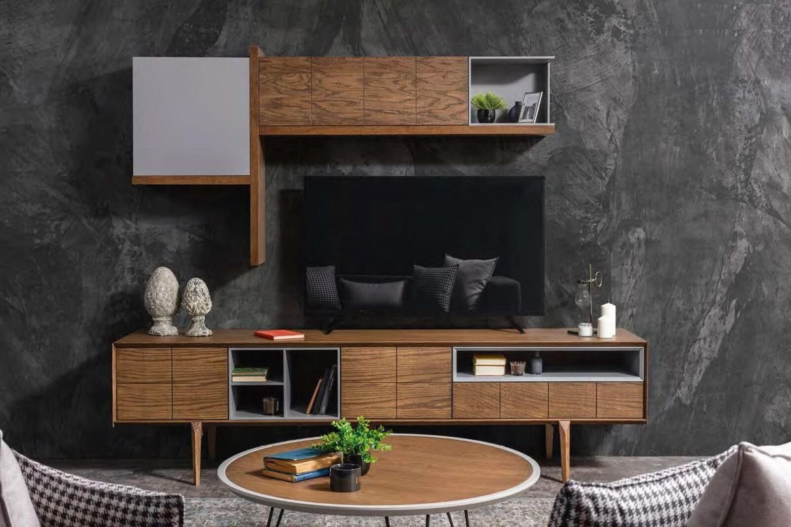 JVmoebel Lowboard Moderner Holz TV-Ständer Luxus RTV Wohnzimmer Kommode Konsole (1 St., 1x nur Lowboard ohne Wandregale), Made in Europa