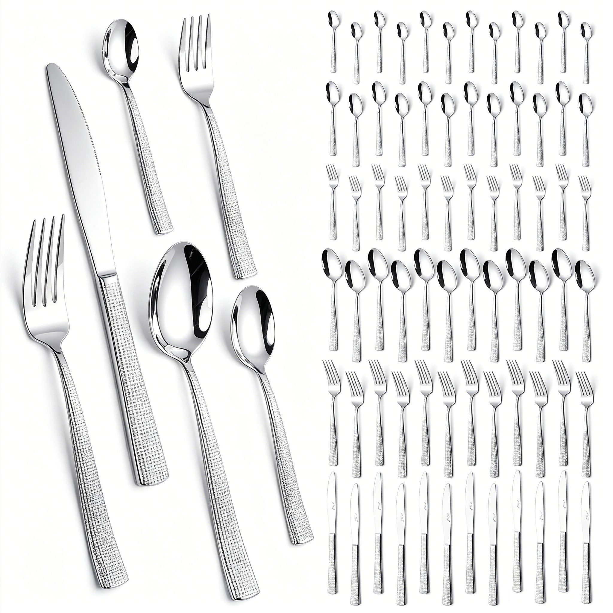 HOMELUX Besteck-Set Besteck set elegante Optik, ergonomische Haptik, Wellenschliff-Messer (72-tlg), 12 Personen, Edelstahl, Spiegelpoliert,spülmaschinengeeignet,hochwertiger Besteckkasten
