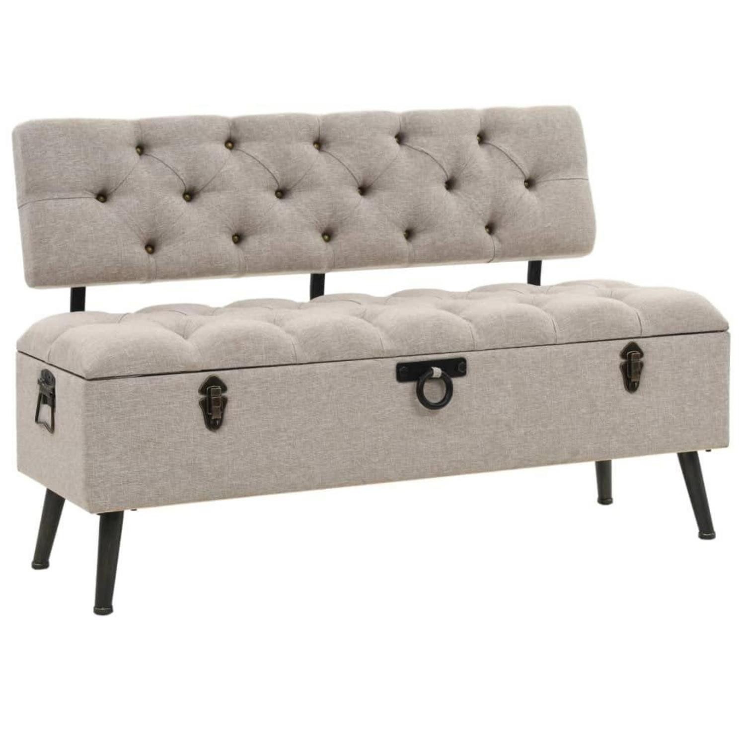 LuxusKollektion Truhenbank Truhenbank mit Stauraum 110cm Creme Stoff (1-St)