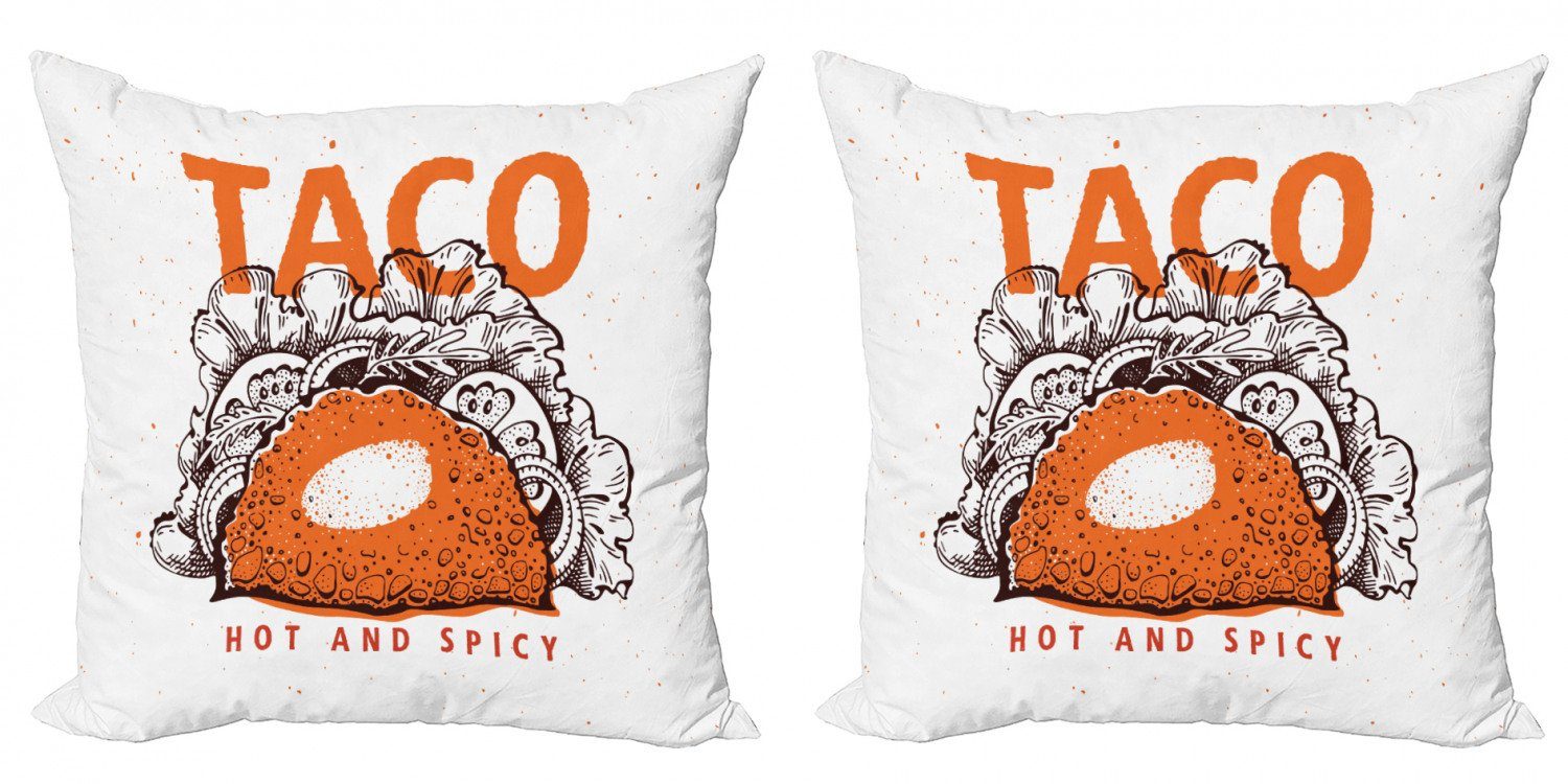 Kissenbezüge Modern Accent Doppelseitiger Digitaldruck, Abakuhaus (2 Stück), Kalligraphie Hot and Spicy Tacos