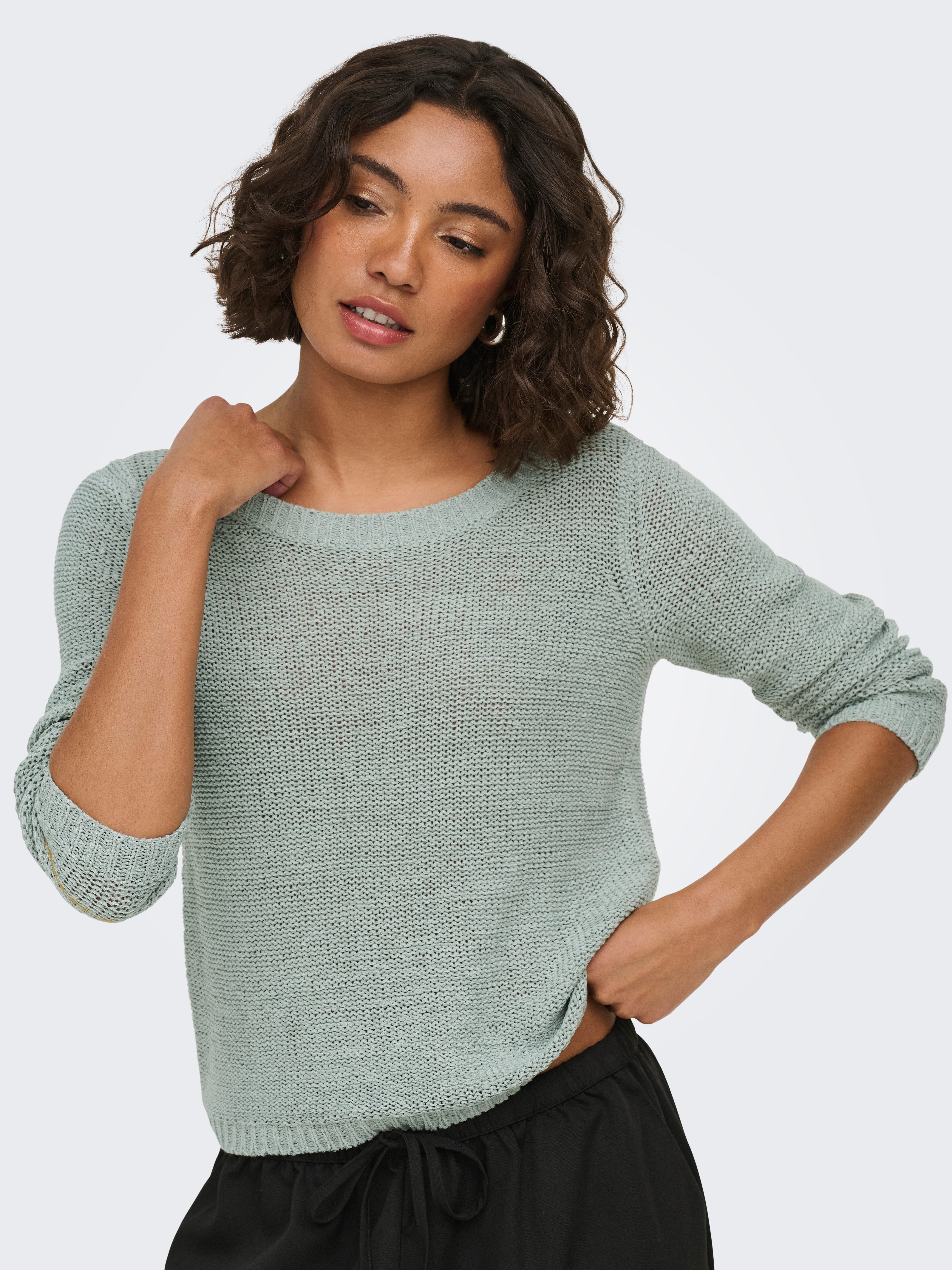 ONLY Strickpullover ONLGEENA XO L/S PULLOVER KNT NOOS Materialmix, regular fit