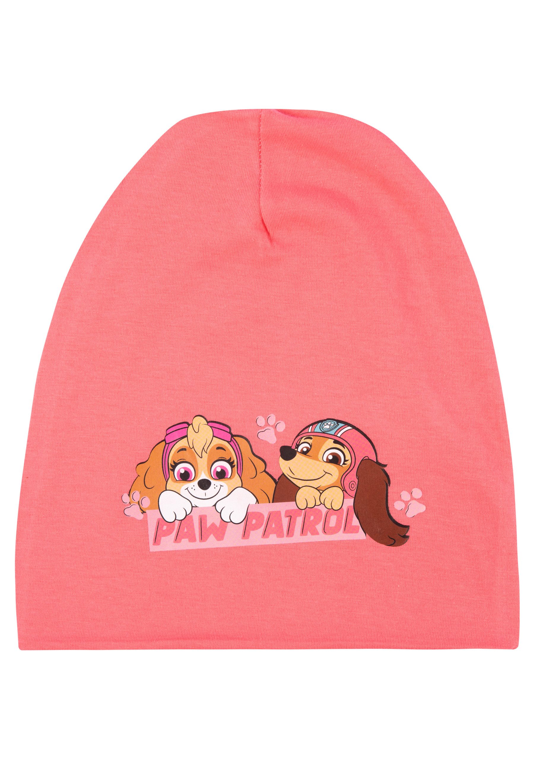 United Labels® Strickmütze Paw Patrol Strickmütze Mädchen Wintermütze Bommel Mütze Pink/Blau