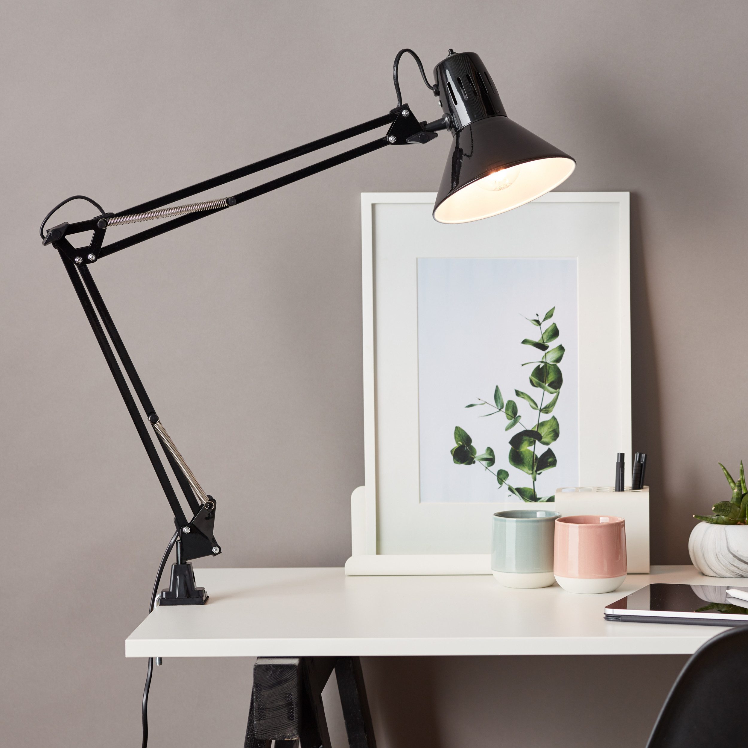 Lightbox Tischleuchte, ohne Leuchtmittel, Schreibtischlampe, 70 cm Höhe, Kopf & Gelenke einstellbar, E27, 40 W
