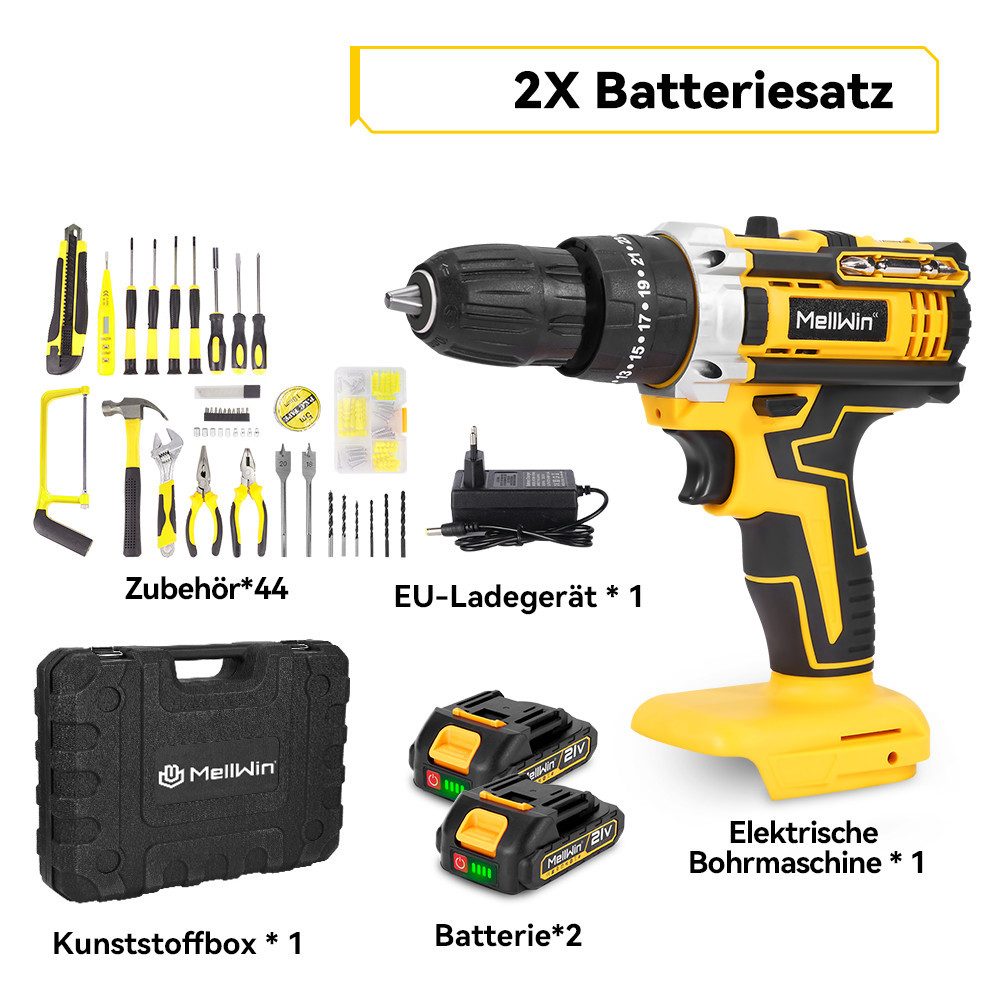 ONEVAN Akku-Schlagbohrschrauber Akkuschrauber Set, Bürstenlose Akku günstig online kaufen