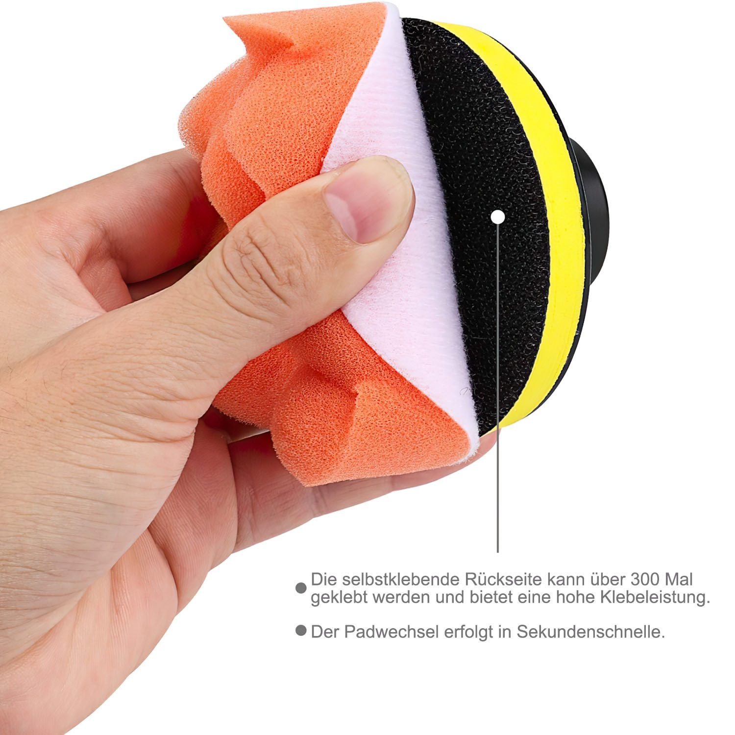 HEYHIPPO 3-inch Polishing Pad Set for Cars, 25-piece, Sponge Pads & Drill Attachment, Suitable for Polishing, Waxing, Sealing and Sanding, For Paint Care