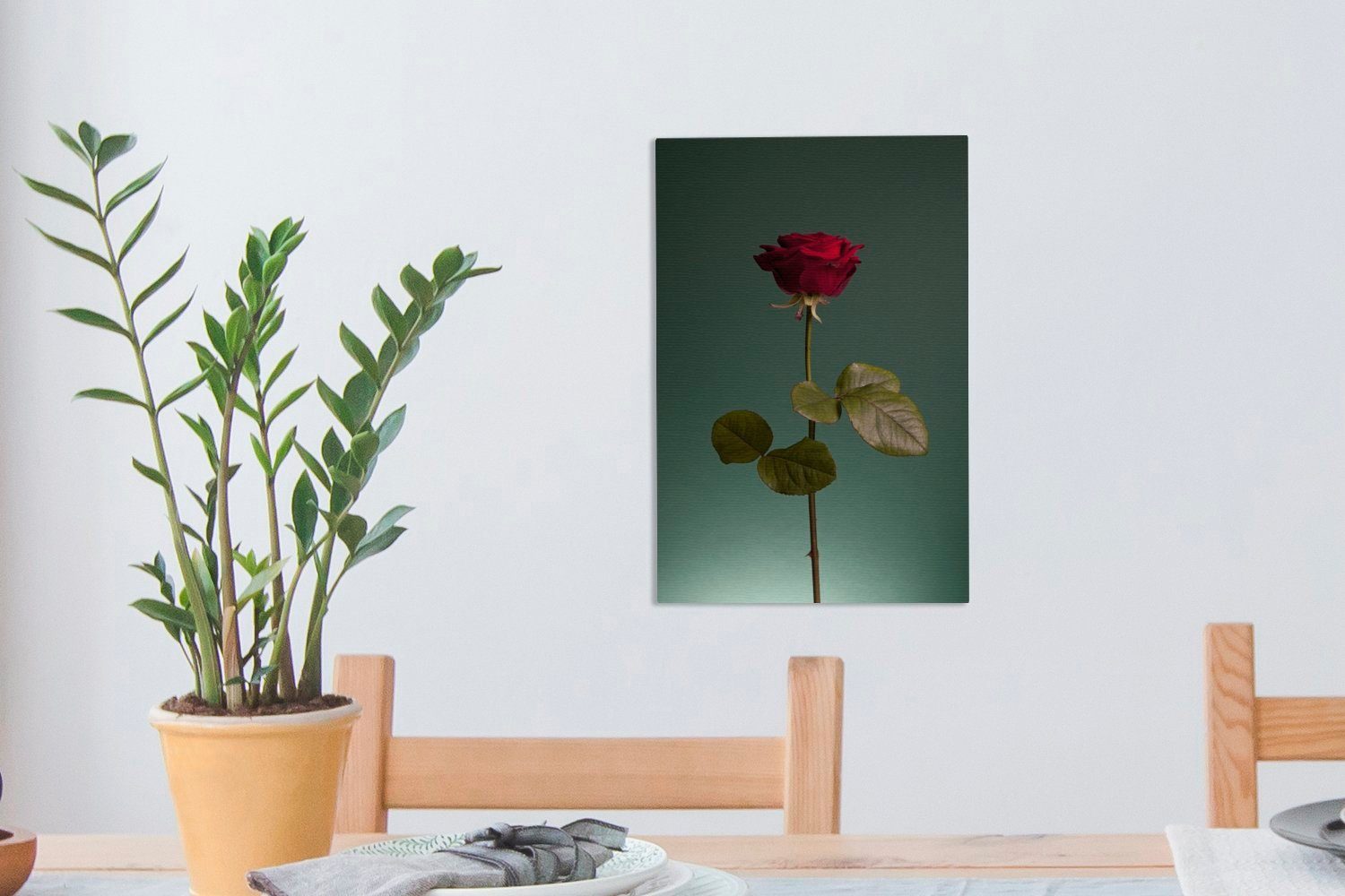 cm Leinwandbild fertig Rosen St), Gemälde, Leinwandbild Zackenaufhänger, - bespannt 20x30 - Rose Rot, inkl. (1 OneMillionCanvasses®
