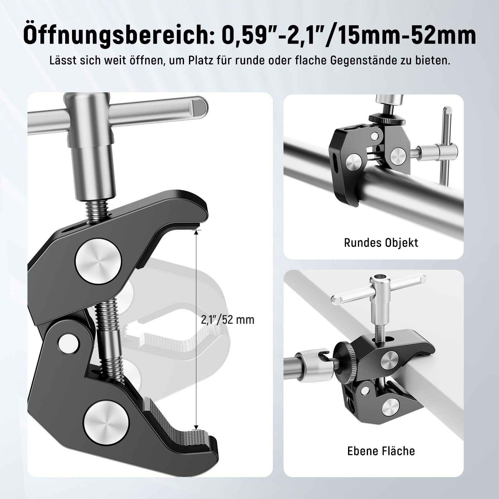 Neewer Kamerahalterung ST25C 25cm Magic Arm mit Super Clamp für Kamera & Licht, max. 2kg, (Packung, LochmaB Befestigung:1/4) – Bild 5 von 5