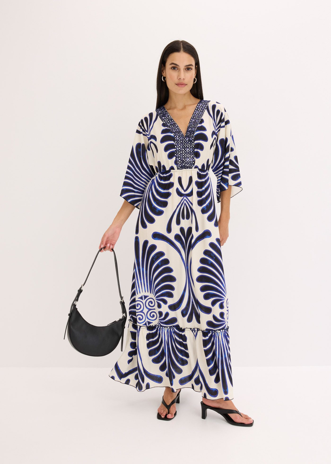 bonprix Maxikleid (1-tlg) für Frühling und Sommer, aus Viskose, Oversize Passform, mit Druck