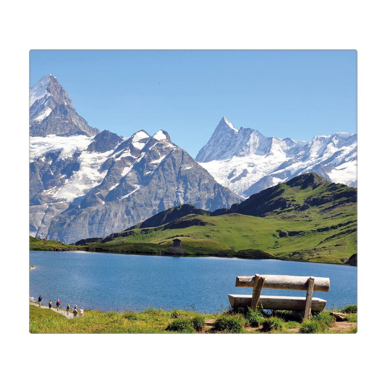 banjado Herd-Abdeckplatte einteilig aus Glas mit Motiv Alpen, (gehärtet, 1 tlg., inkl. selbstklebende Gummifüßchen)
