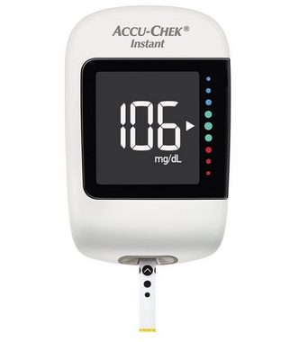 Roche Blutzuckermessgerät Accu-Chek Instant, inkl. Starterset, Hypo- und Hyperglykämie-Warnung, Diabetesüberwachung, intuitive Farbskala auf dem Display