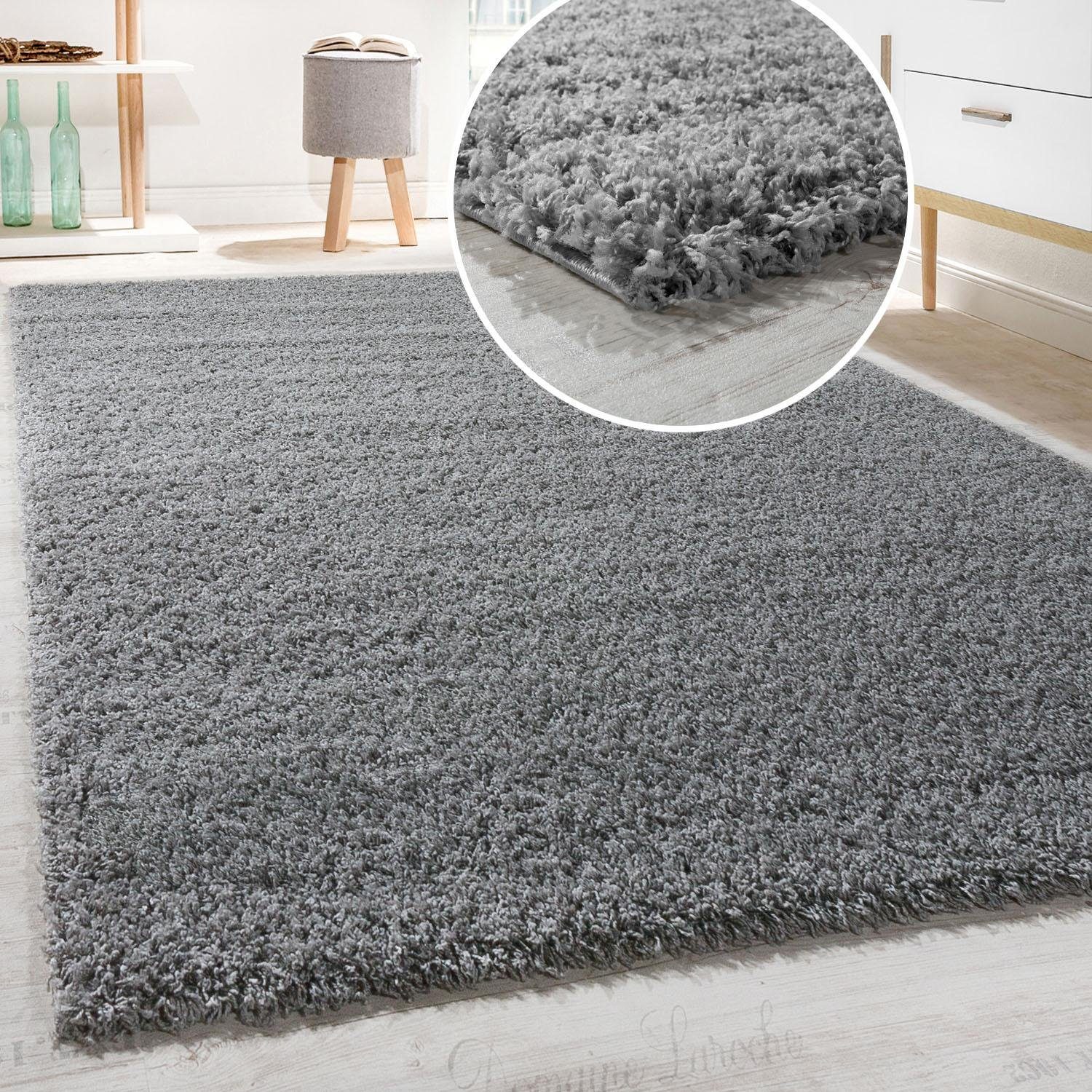 Paco Home Hochflor-Teppich Sky 250, rechteckig, Höhe: 34 mm, gewebt, Uni-Fa günstig online kaufen