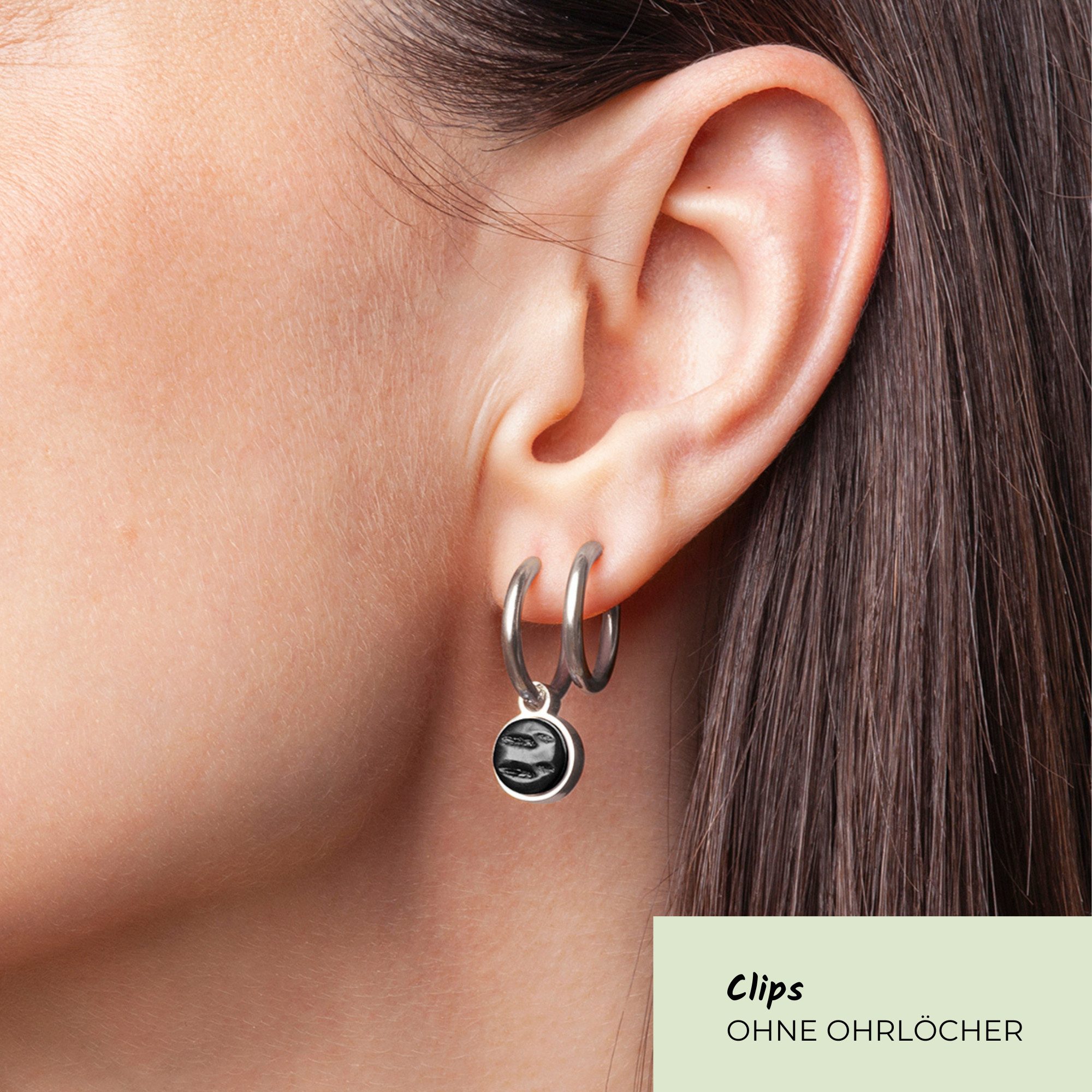 ALEXASCHA Paar Ohrclips Clip Creolen mit Einhänger • Mix & Match Ohrringe ohne Ohrloch • 18mm