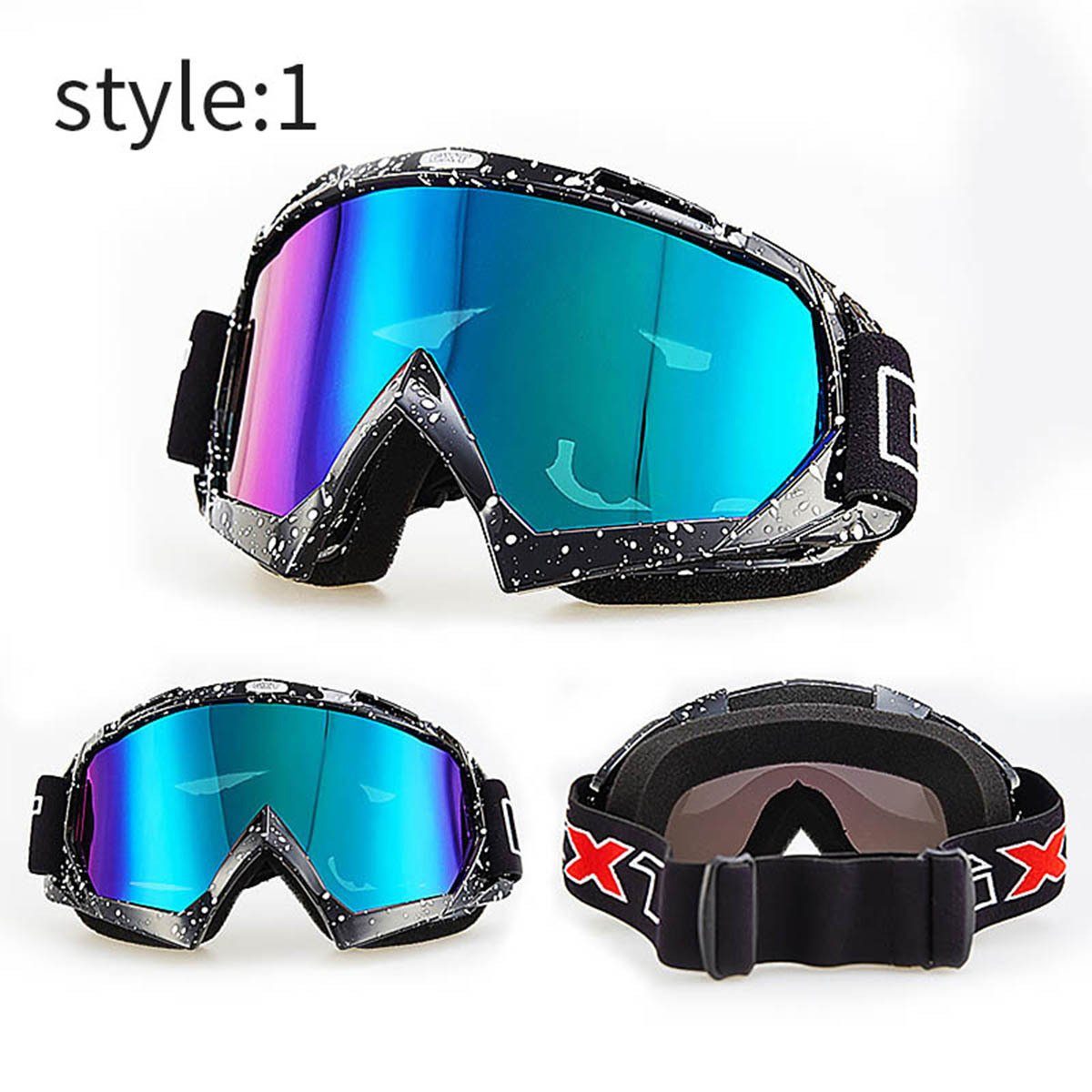 Blusmart Skibrille Motocross Brille ATV MTB DH Winddicht Skifahren Moto Bike Brille Glas 1