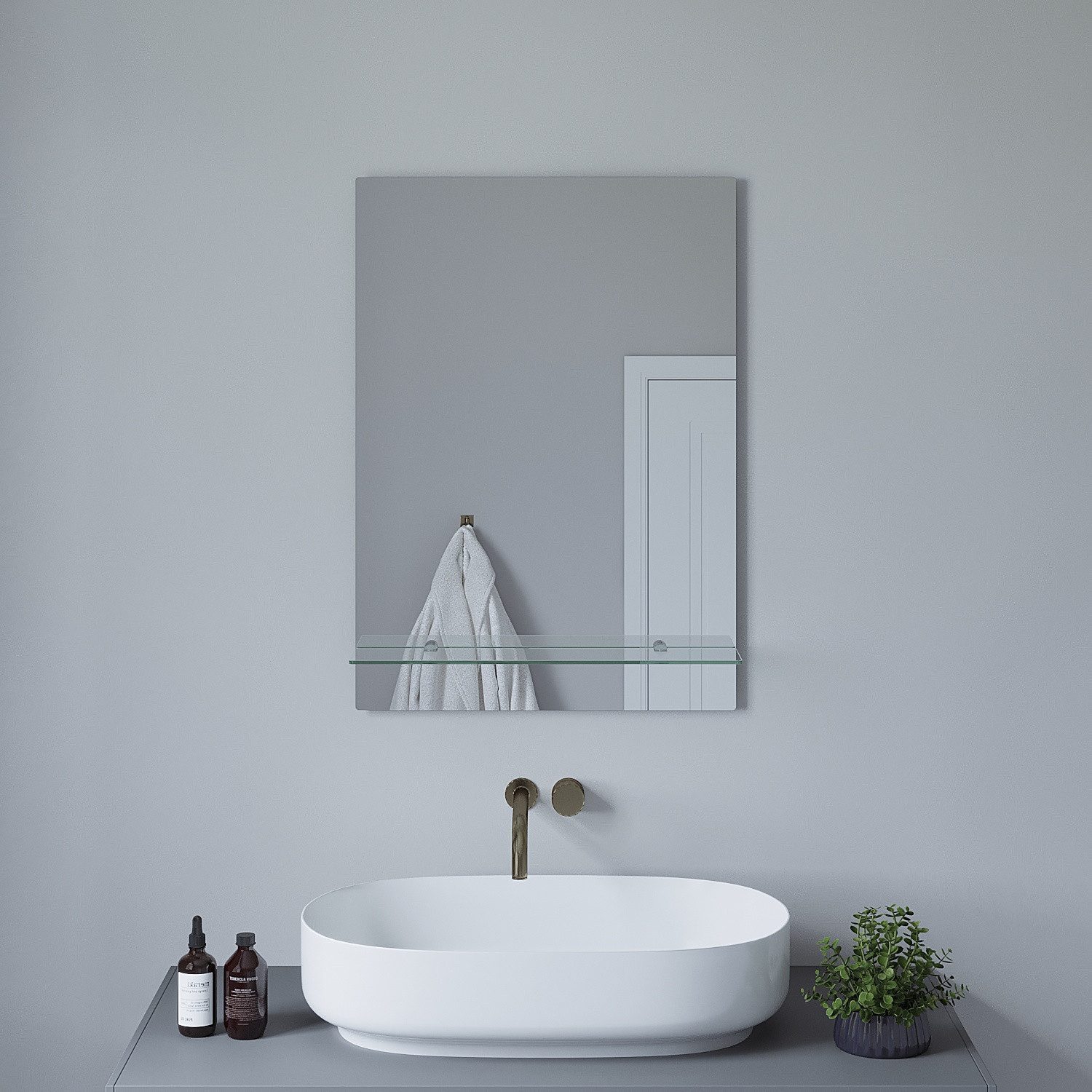 AQUALAVOS Badspiegel Badspiegel Wandspiegel mit Glas-Ablage günstig online kaufen