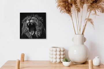 OneMillionCanvasses® Leinwandbild Löwen - Profil - Schwarz - Weiß, (1 St), Leinwand Bilder für Wohnzimmer Schlafzimmer