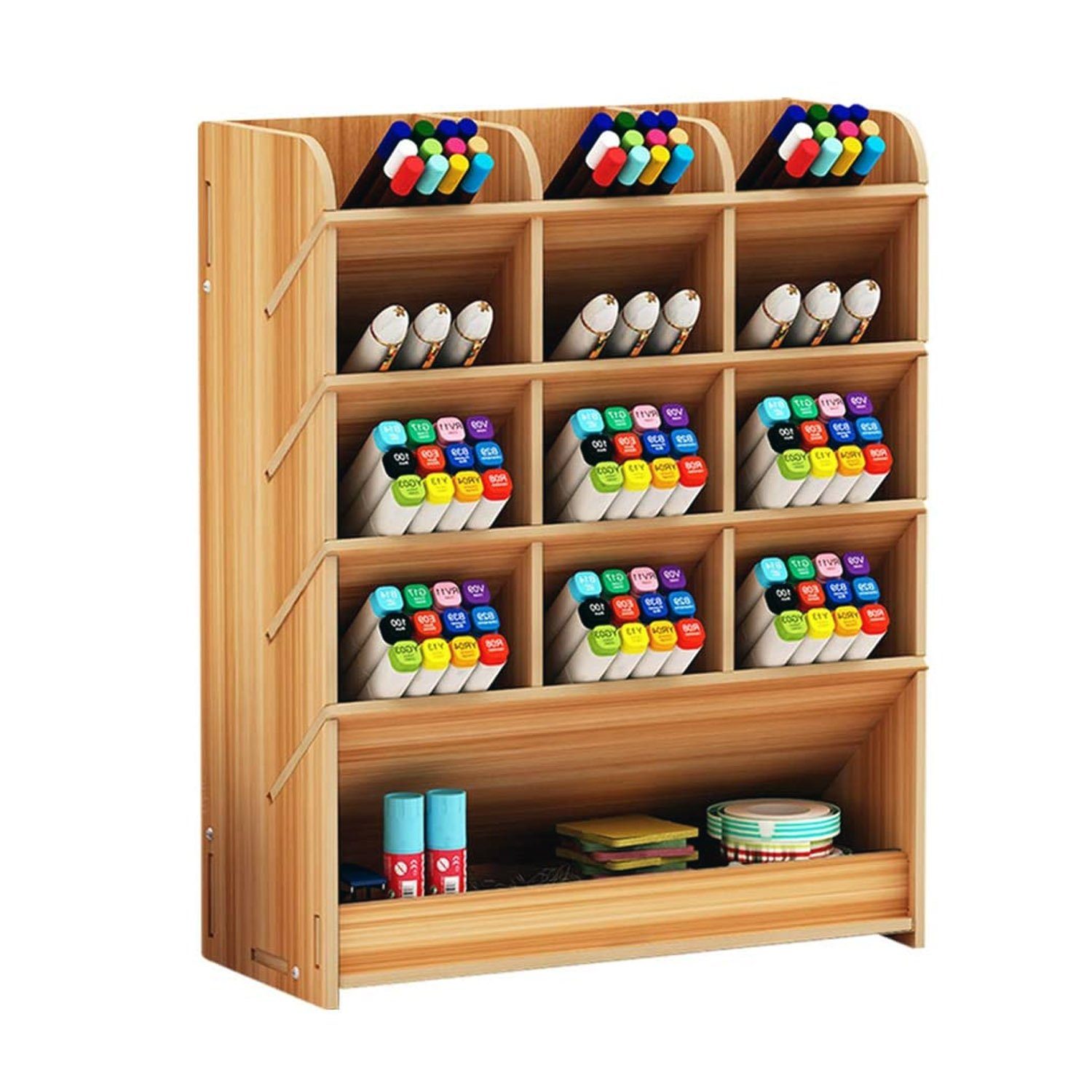 Holz, multifunktionaler Stifthalter zggzerg für Kirsche Schreibtisch-Organizer Ablageregal Zuhause, aus Schule und Büro Aufbewahrungsbox