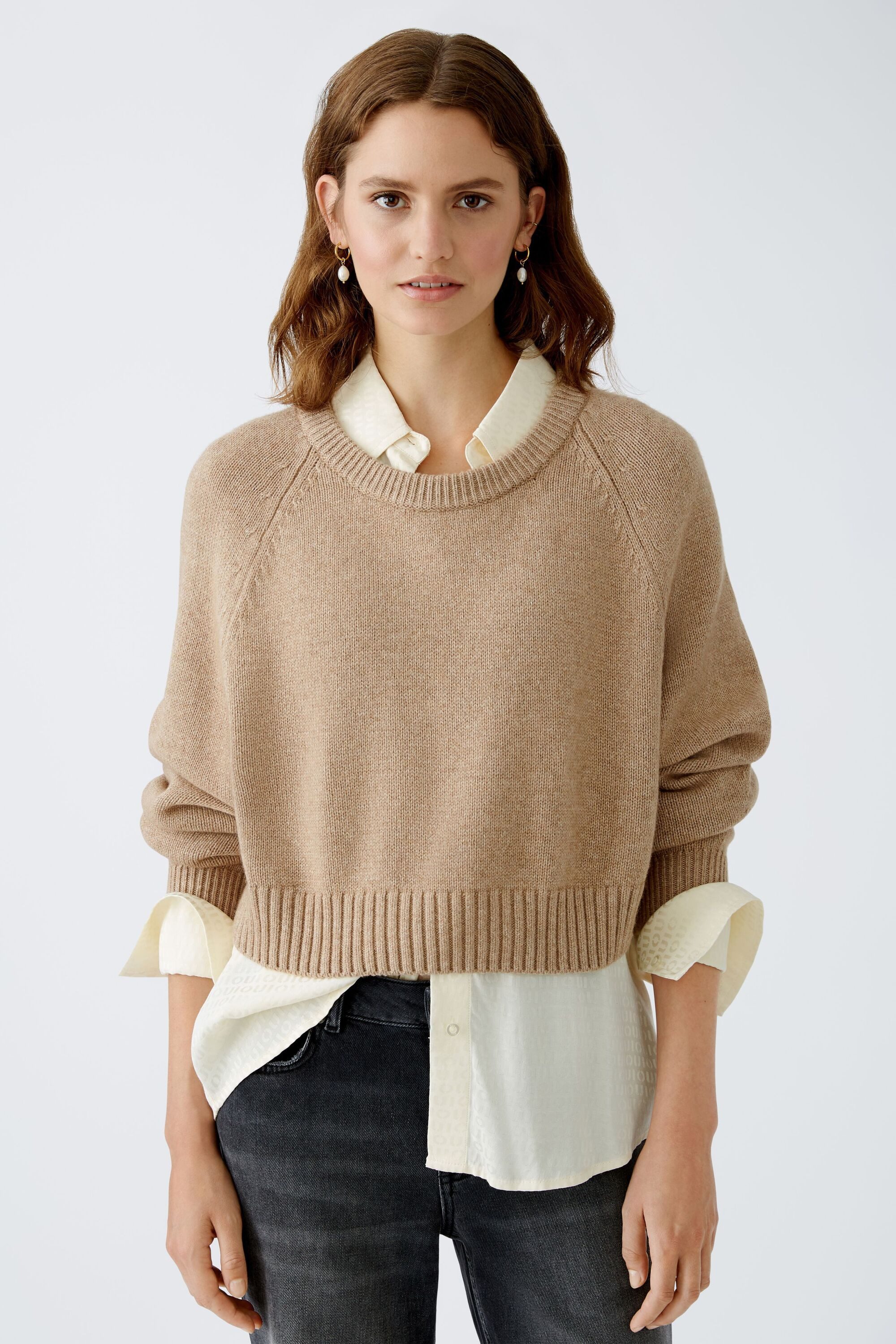 Oui Rundhalspullover Pullover Wollmischung günstig online kaufen
