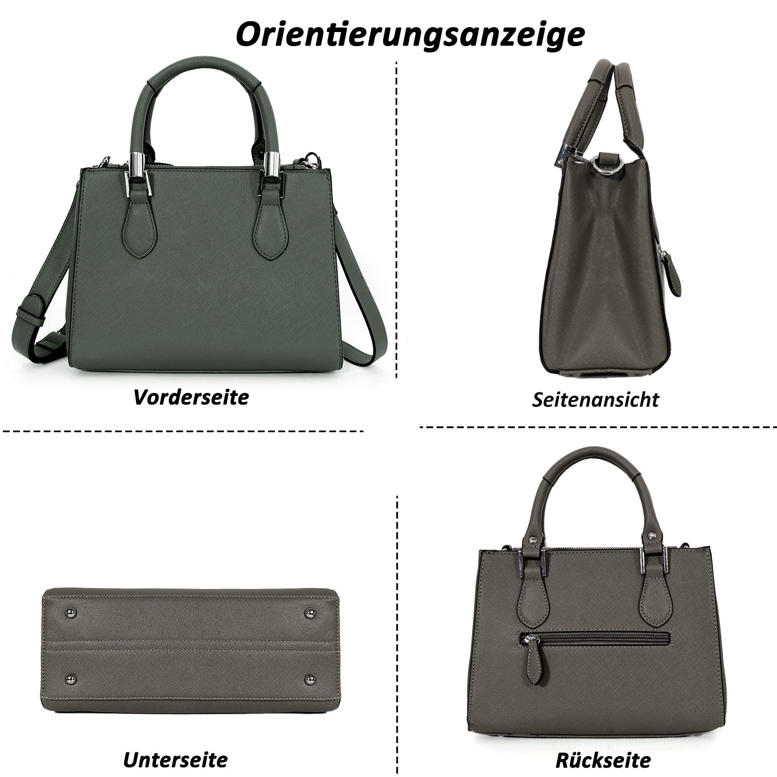 TAN.TOMI Henkeltasche Umhängetasche Messenger Taschen Kleine Handtasche für Damen (Mittel Mehrere Fächer & Reißverschlüsse, mit Abnehmbar Schulterriemen), Handtasche Damen Crossbody Tote Henkeltasche