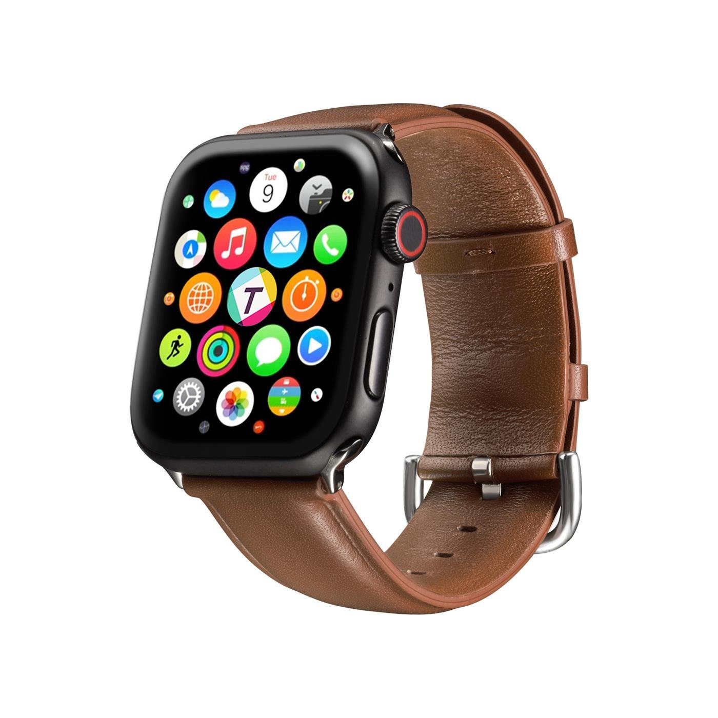 CoolGadget Smartwatch-Armband Fitnessarmband aus echtem Leder, für Apple Watch 1 - 4 / 5 / 6 / 7 / 8 / 9 / SE / Ultra 42 44 45 mm