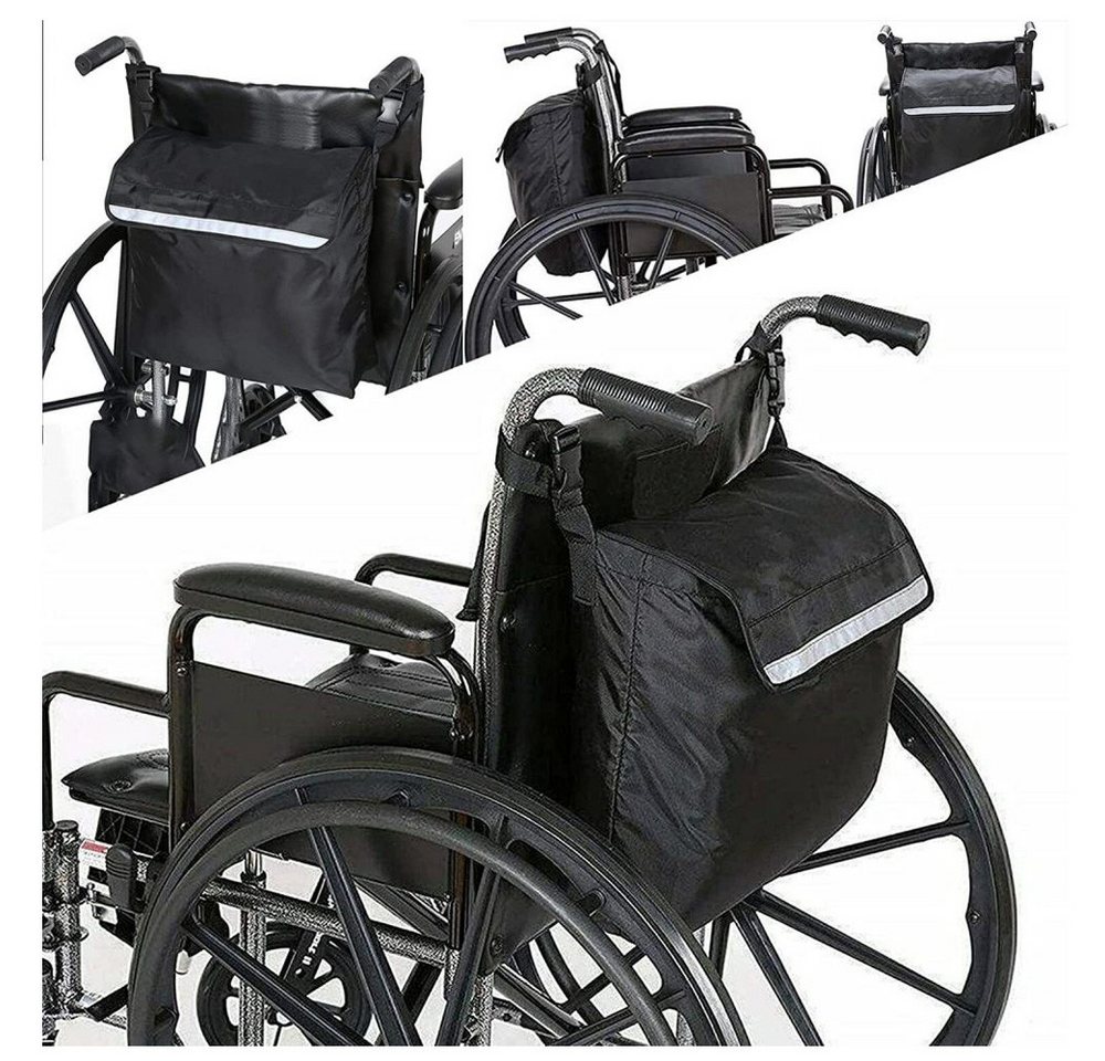 QUBEBU Aufbewahrungstasche Rollator / Rollstuhl Tasche Rollatortasche Rollstuhltasche für Mobilex (Größe: 47 x 40 cm, Rollstuhlrucksack, mit Reflektierenden Band., 1-tlg)