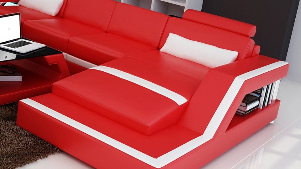 Wohnlandschaft JVmoebel Sofa Couch Eck Ecksofa Design Ledersofa Modern Ecksofa,