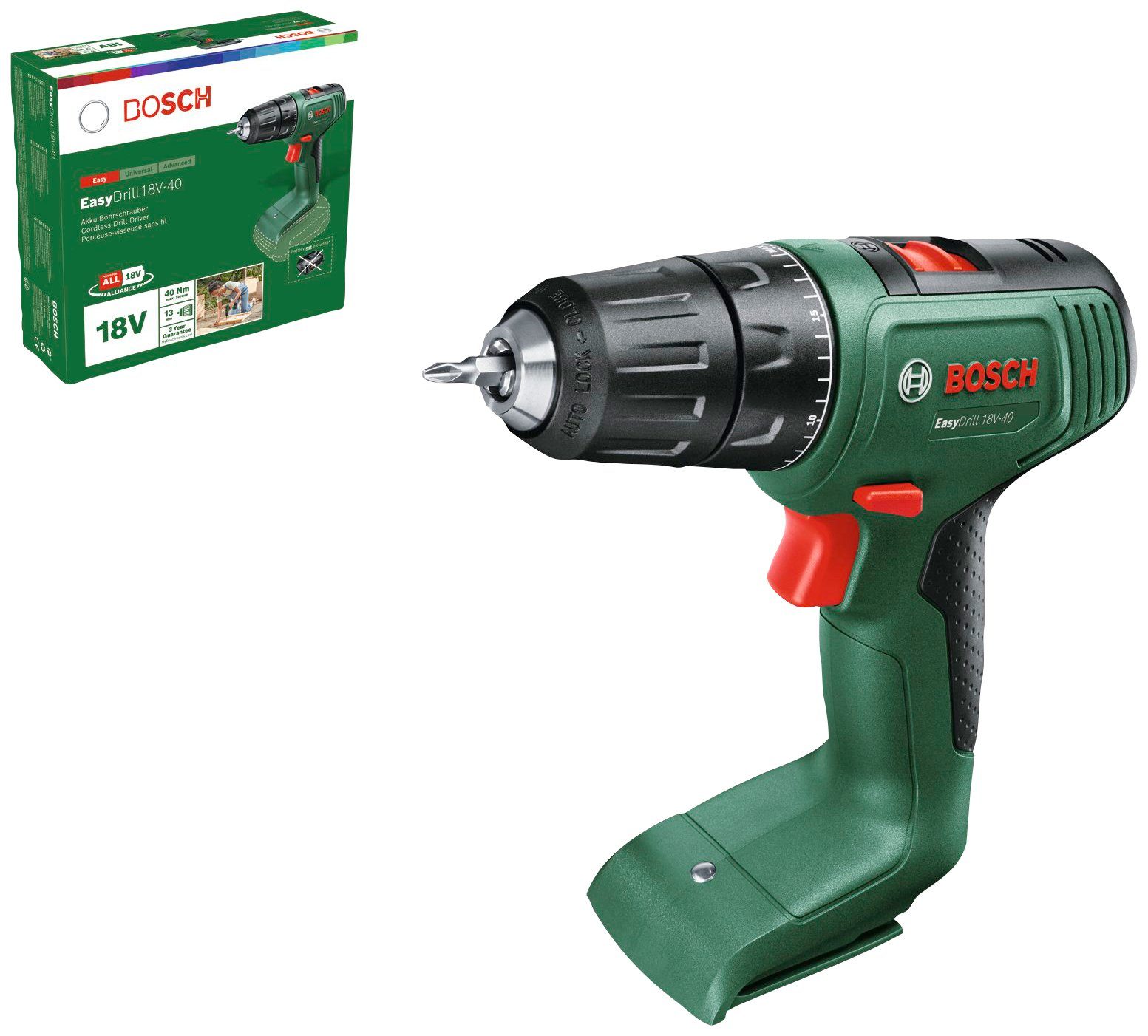 Easydrill 18V-40, System und Akku-Bohrschrauber Volt ohne Akku Home Bosch Garden 18 Ladegerät, &