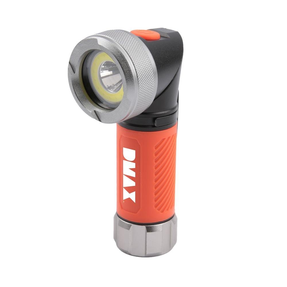 DMAX LED Taschenlampe TLG 332, Kopf 90 ° schwenkbar, OSRAM LED 200 lm Fernlicht, COB-Ring Flutlicht