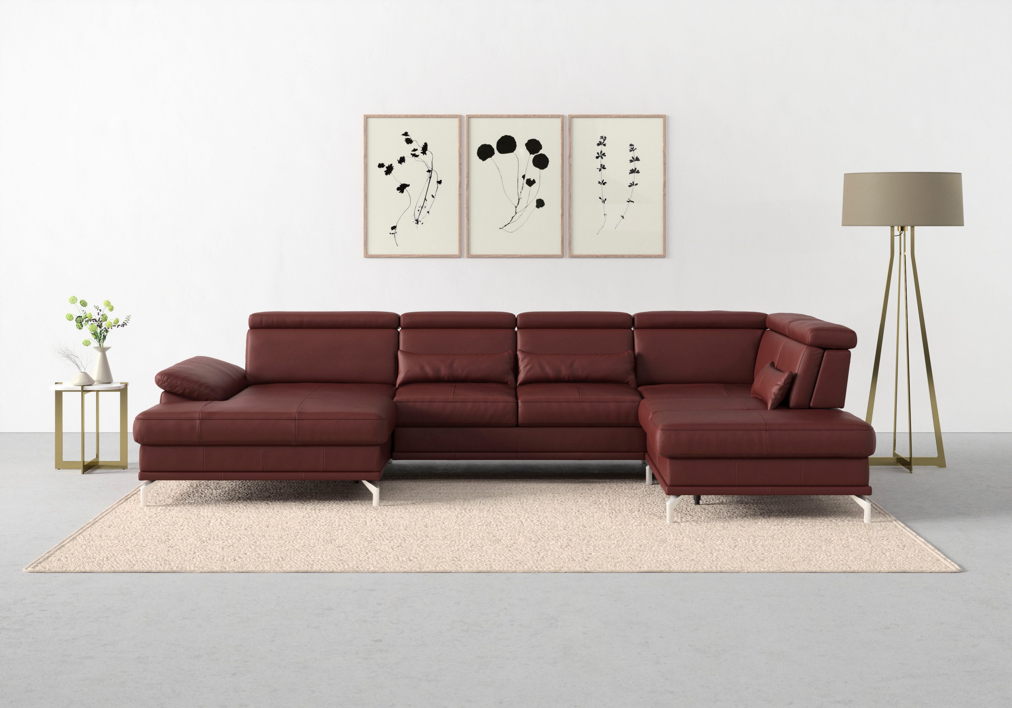 sit&more Wohnlandschaft Cabrio U-Form, B: 359 cm, mit Sitztiefen-, Arm- & Kopfteilverstellung, 3 Nierenkissen, Federkern, optional Bettfunktion und Stauraum