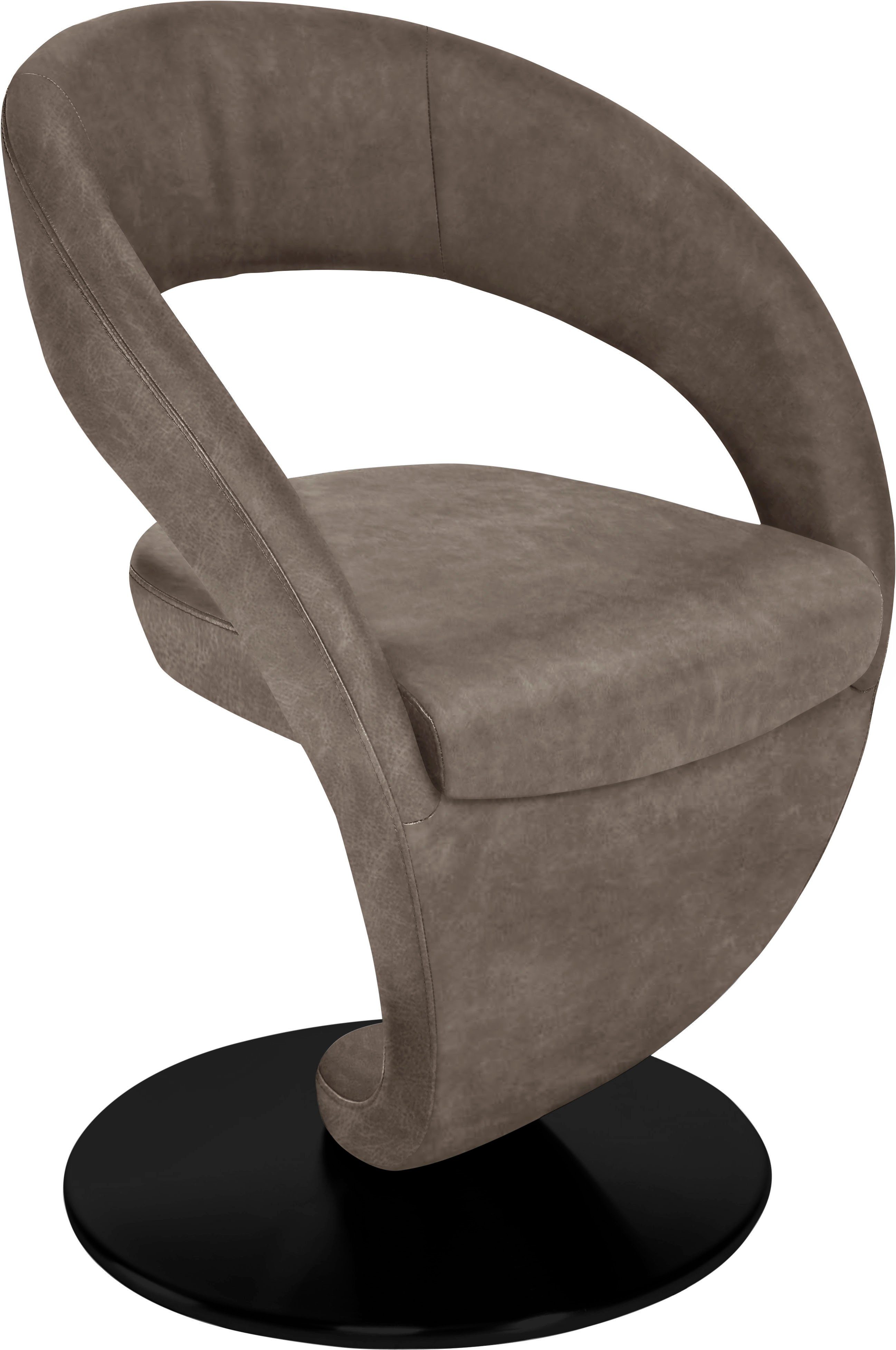 K+W Komfort & Wohnen Drehstuhl Wave, Design-Drehstuhl, schwarzer Drehteller