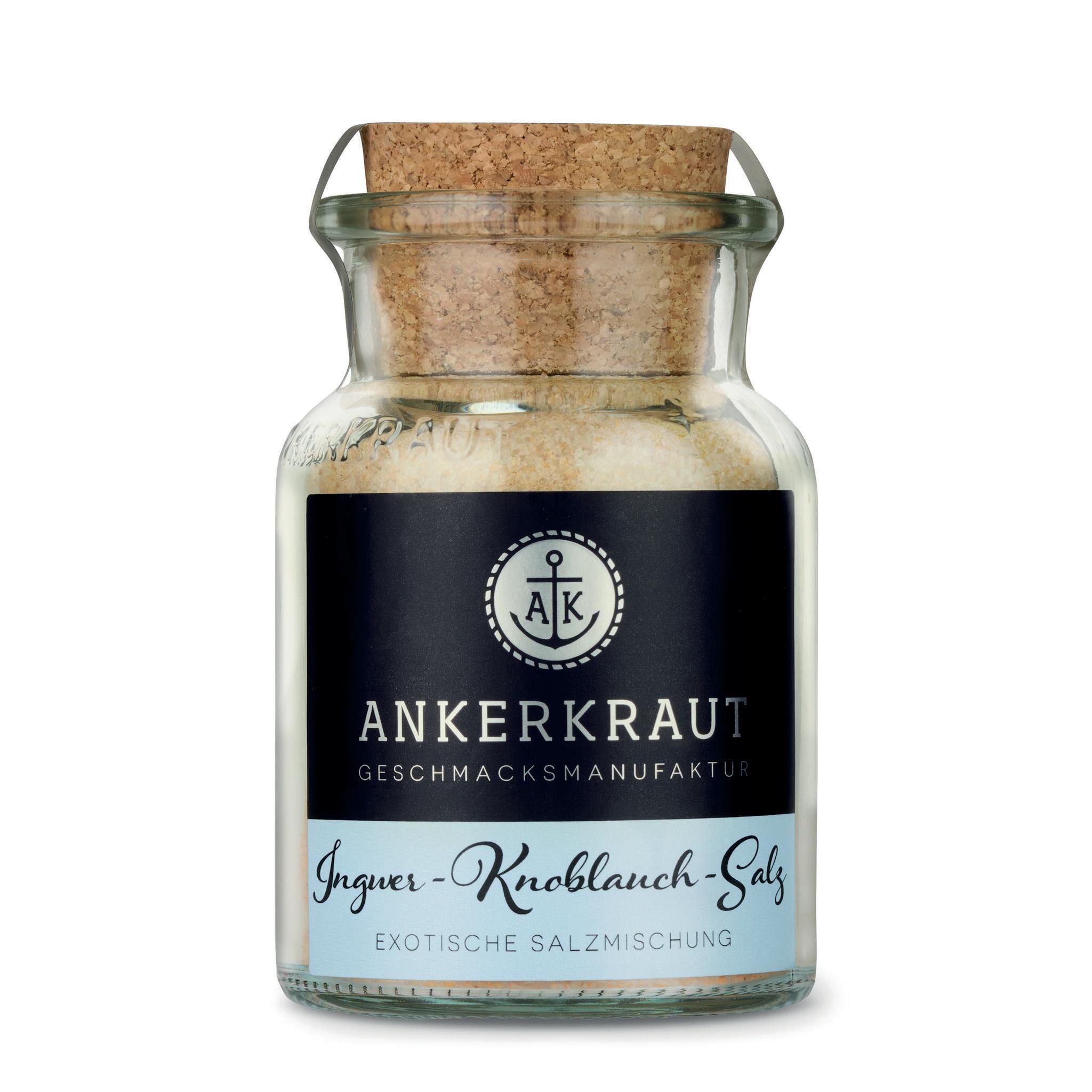 Ankerkraut Gewürz Ingwer Knoblauch Salz, Ingwer Knoblauch Salz, 160g im Korkenglas