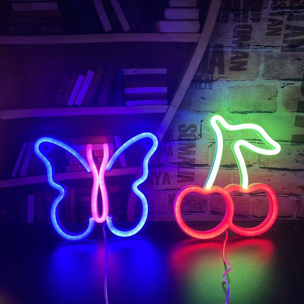 Rosnek LED Dekolicht Schmetterling/Kirsche/Herz, für Schlafzimmer Weihnachten, Kinderzimmer Deko