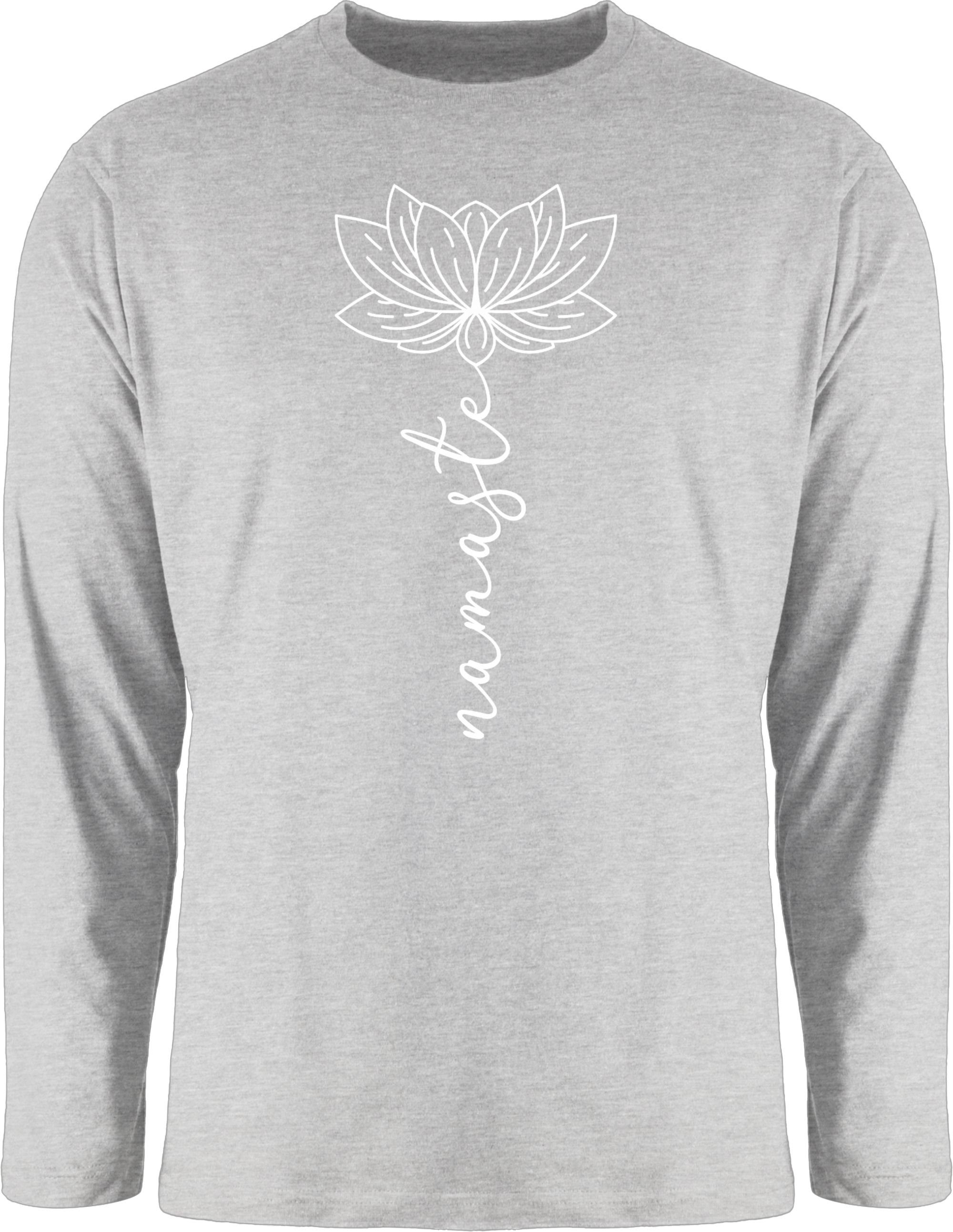 meliert Yoga Chakra Wellness Shirtracer Lotusblüte und 2 Namaste Yoga Grau Geschenk Rundhalsshirt