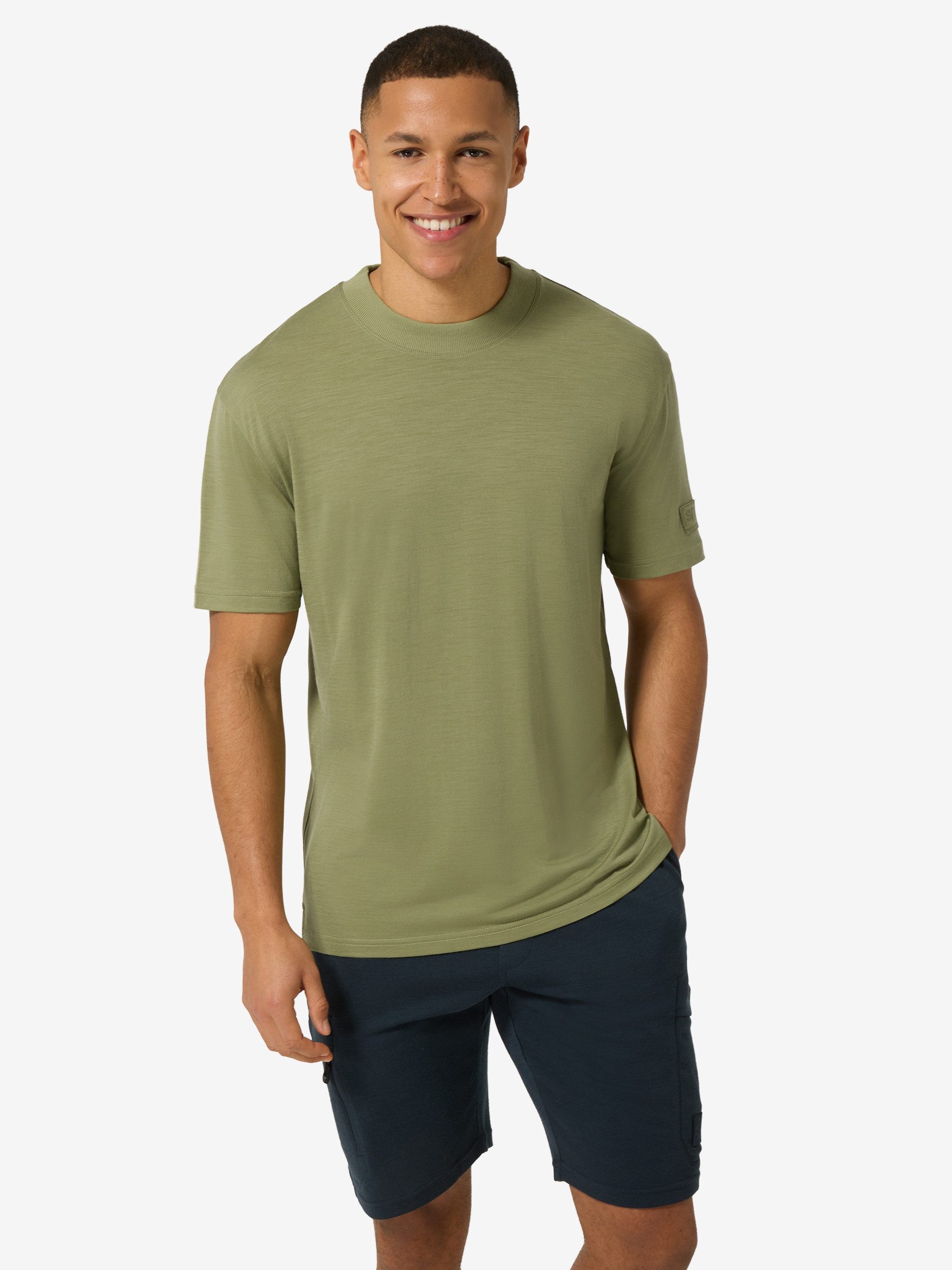 SUPER.NATURAL T-Shirt für Herren, nachhaltig, Merino casual, gerippter Kragen
